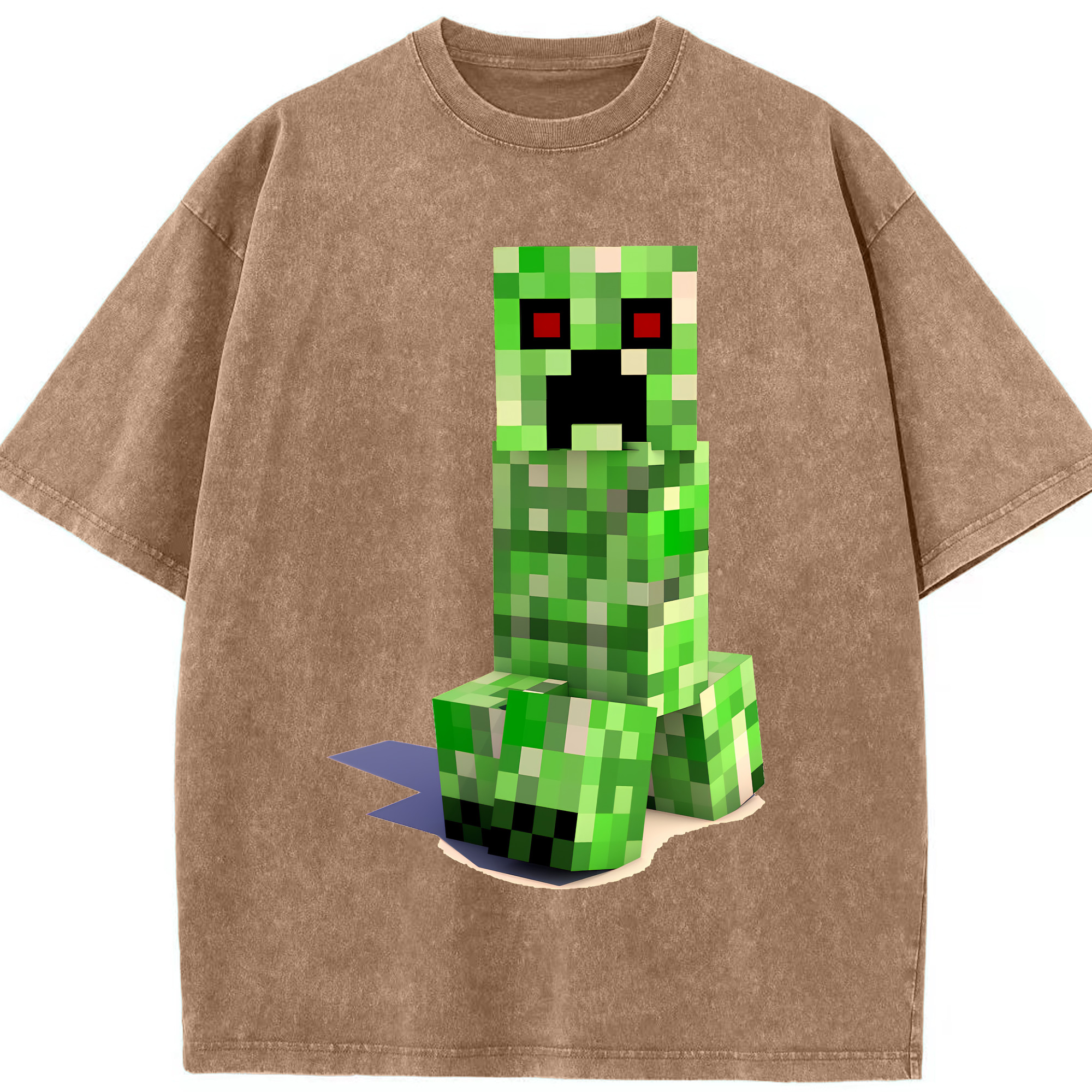 （画像用） マインクラフト ブロックの世界 Minecraft MC Block world 綿100% ヴィンテージ風 半袖Tシャツ（フロントプリント）
