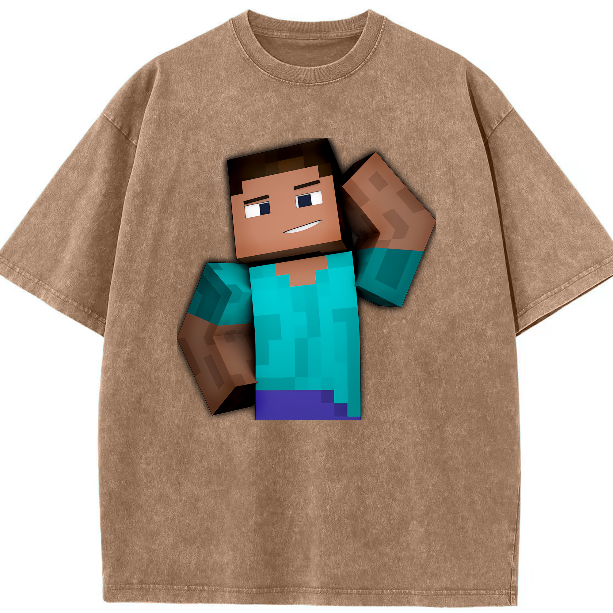 （画像用） マインクラフト ブロックの世界 Minecraft MC Block world 綿100% ヴィンテージ風 半袖Tシャツ（フロントプリント）