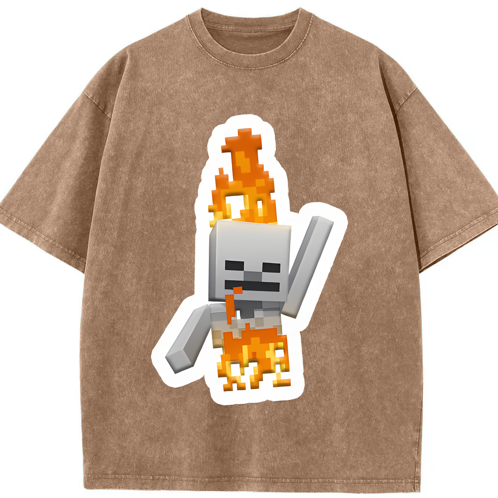 （画像用） マインクラフト ブロックの世界 Minecraft MC Block world 綿100% ヴィンテージ風 半袖Tシャツ（フロントプリント）