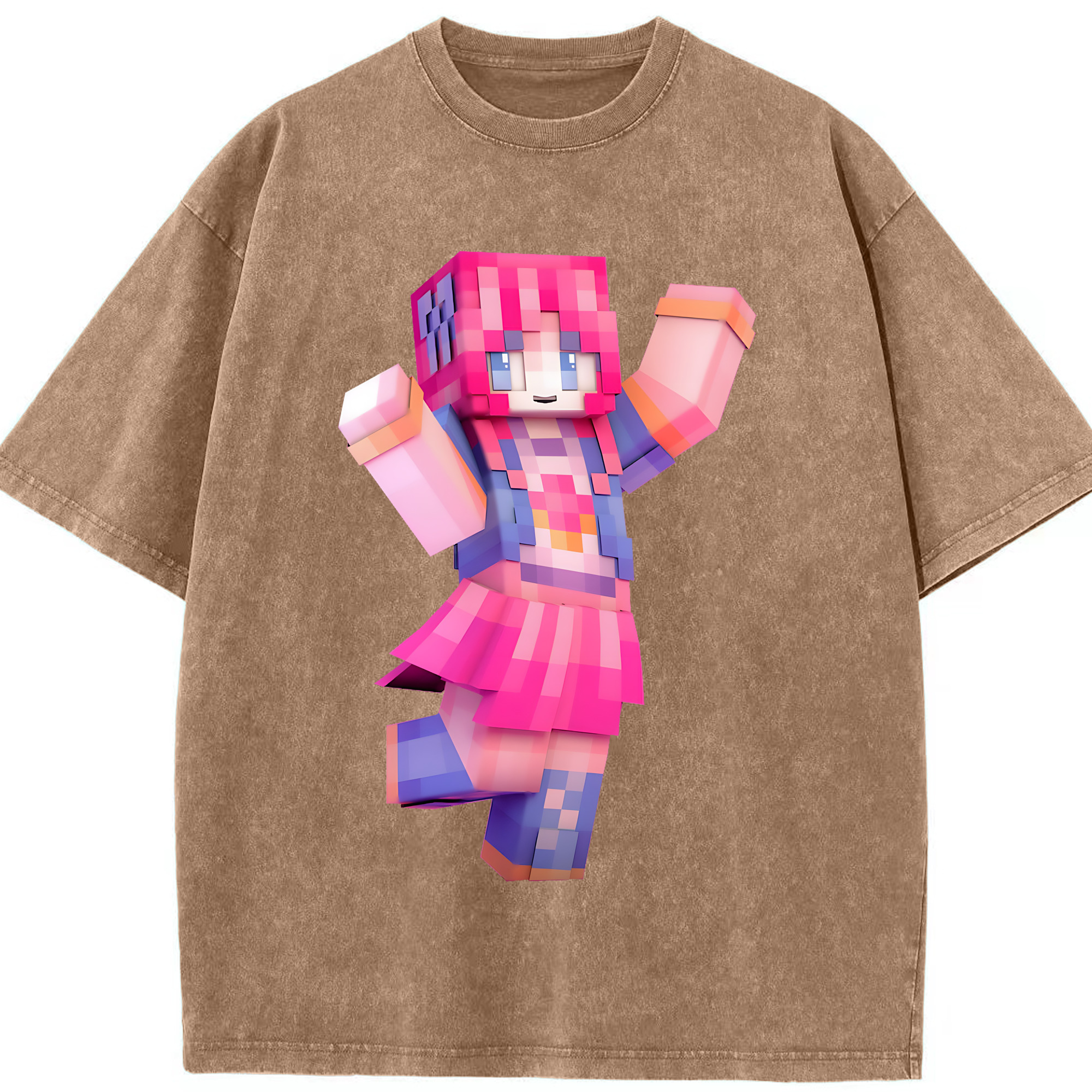 （画像用） マインクラフト ブロックの世界 Minecraft MC Block world 綿100% ヴィンテージ風 半袖Tシャツ（フロントプリント）