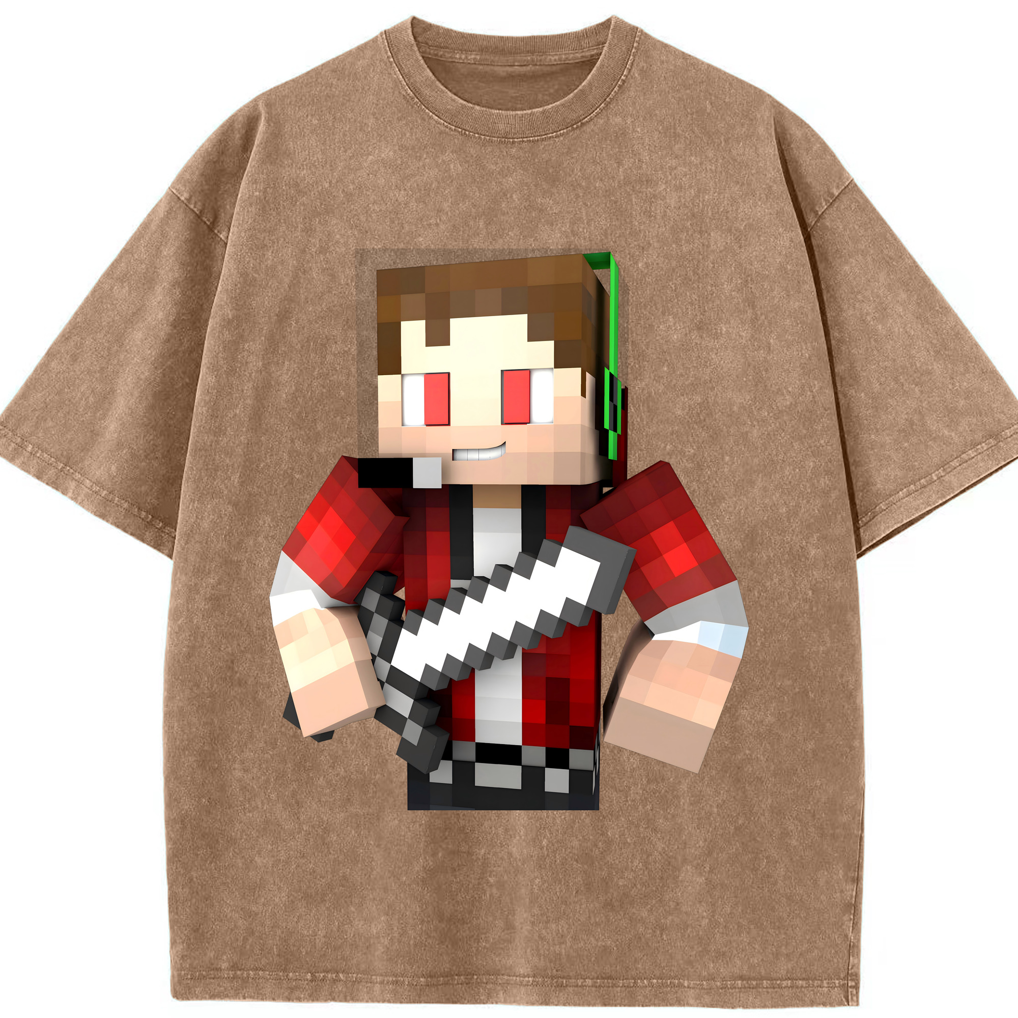 （画像用） マインクラフト ブロックの世界 Minecraft MC Block world 綿100% ヴィンテージ風 半袖Tシャツ（フロントプリント）