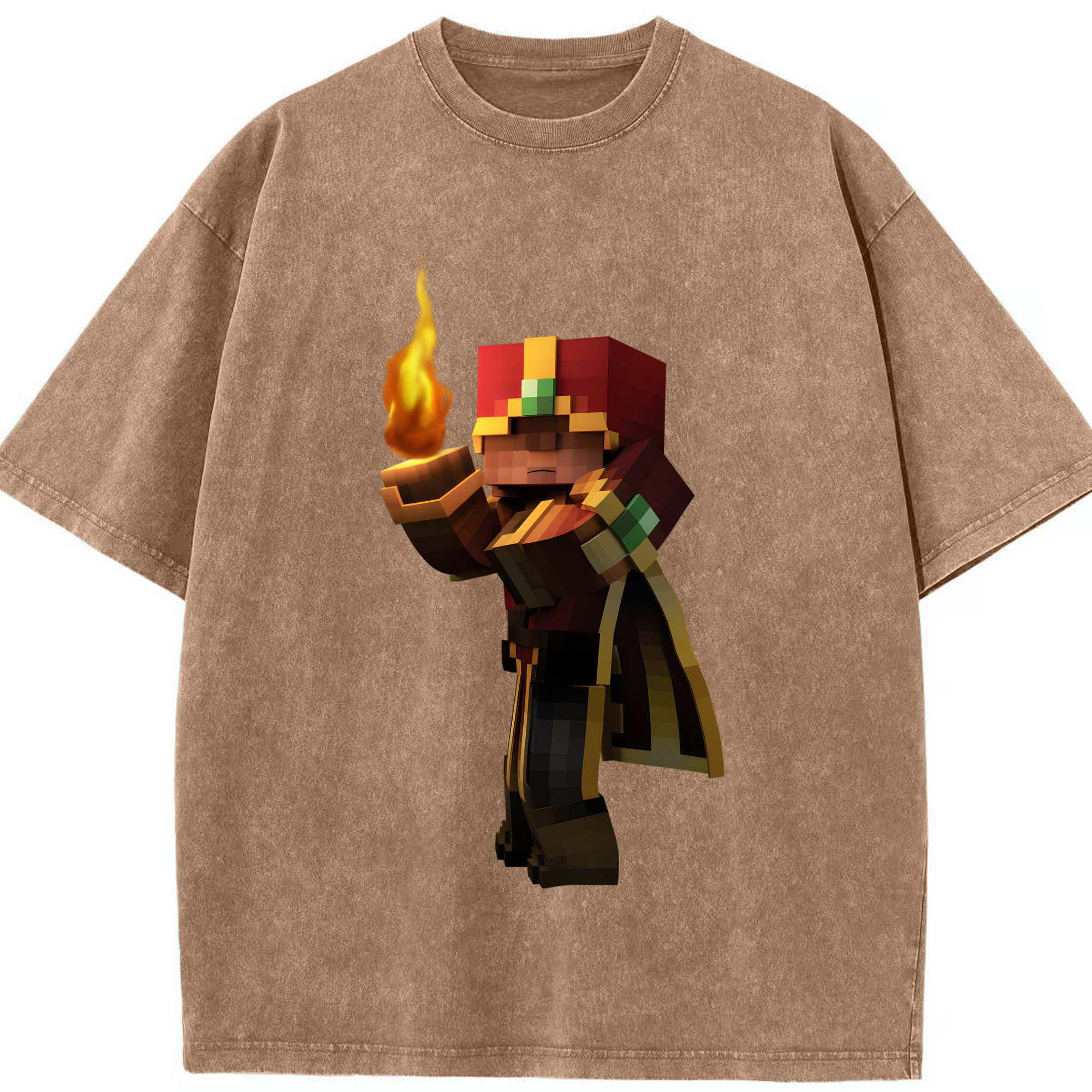 （画像用） マインクラフト ブロックの世界 Minecraft MC Block world 綿100% ヴィンテージ風 半袖Tシャツ（フロントプリント）