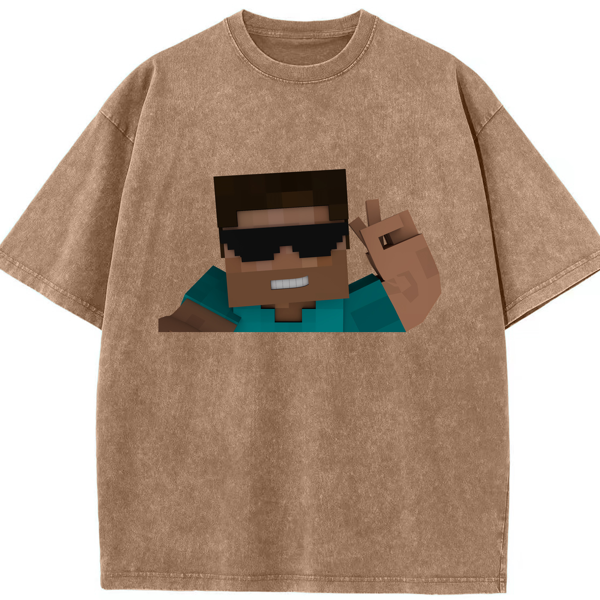 （画像用） マインクラフト ブロックの世界 Minecraft MC Block world 綿100% ヴィンテージ風 半袖Tシャツ（フロントプリント）