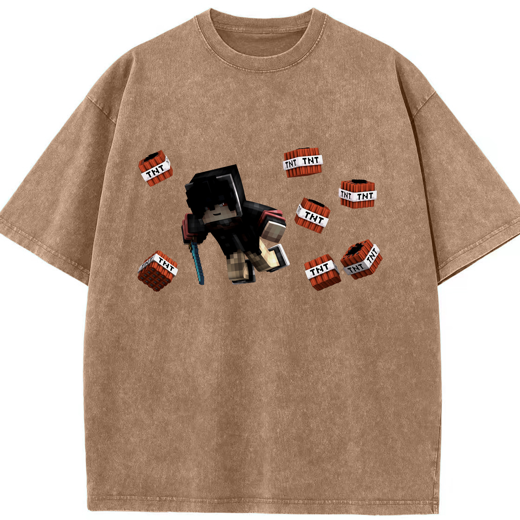 （画像用） マインクラフト ブロックの世界 Minecraft MC Block world 綿100% ヴィンテージ風 半袖Tシャツ（フロントプリント）