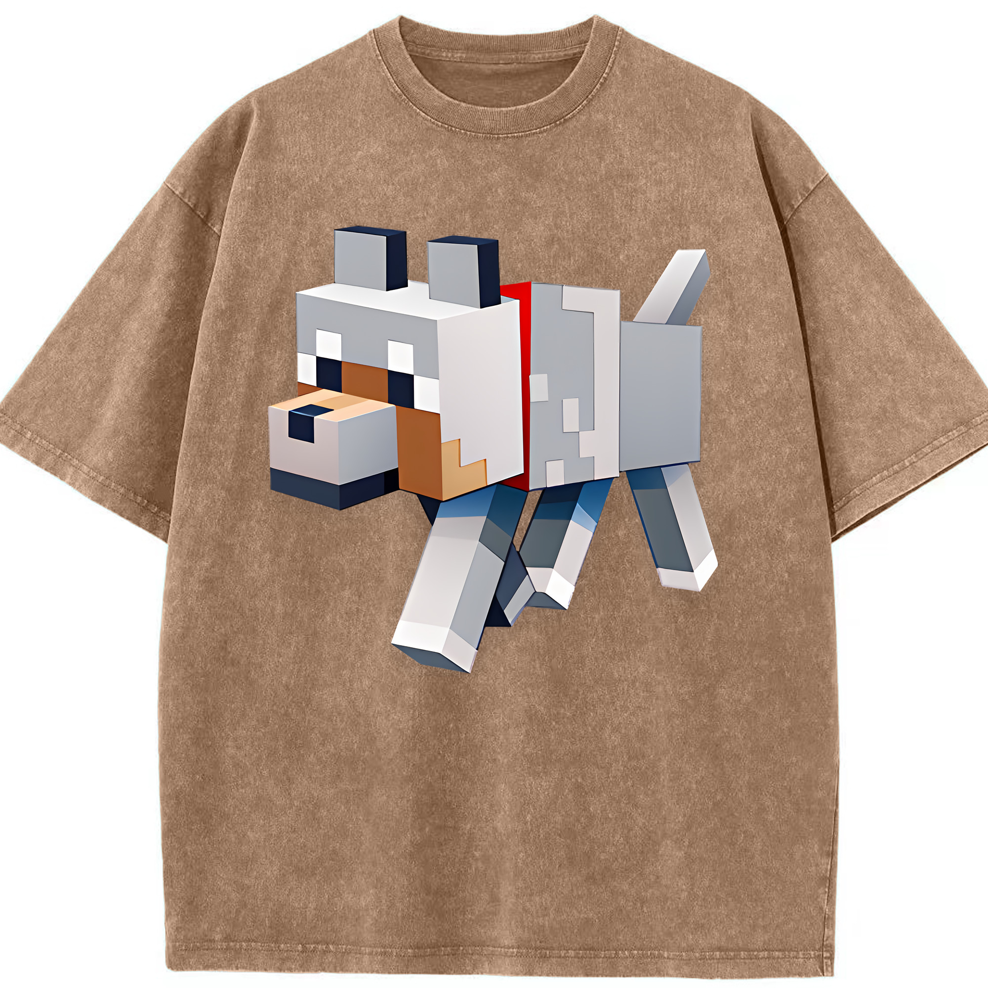 （画像用） マインクラフト ブロックの世界 Minecraft MC Block world 綿100% ヴィンテージ風 半袖Tシャツ（フロントプリント）