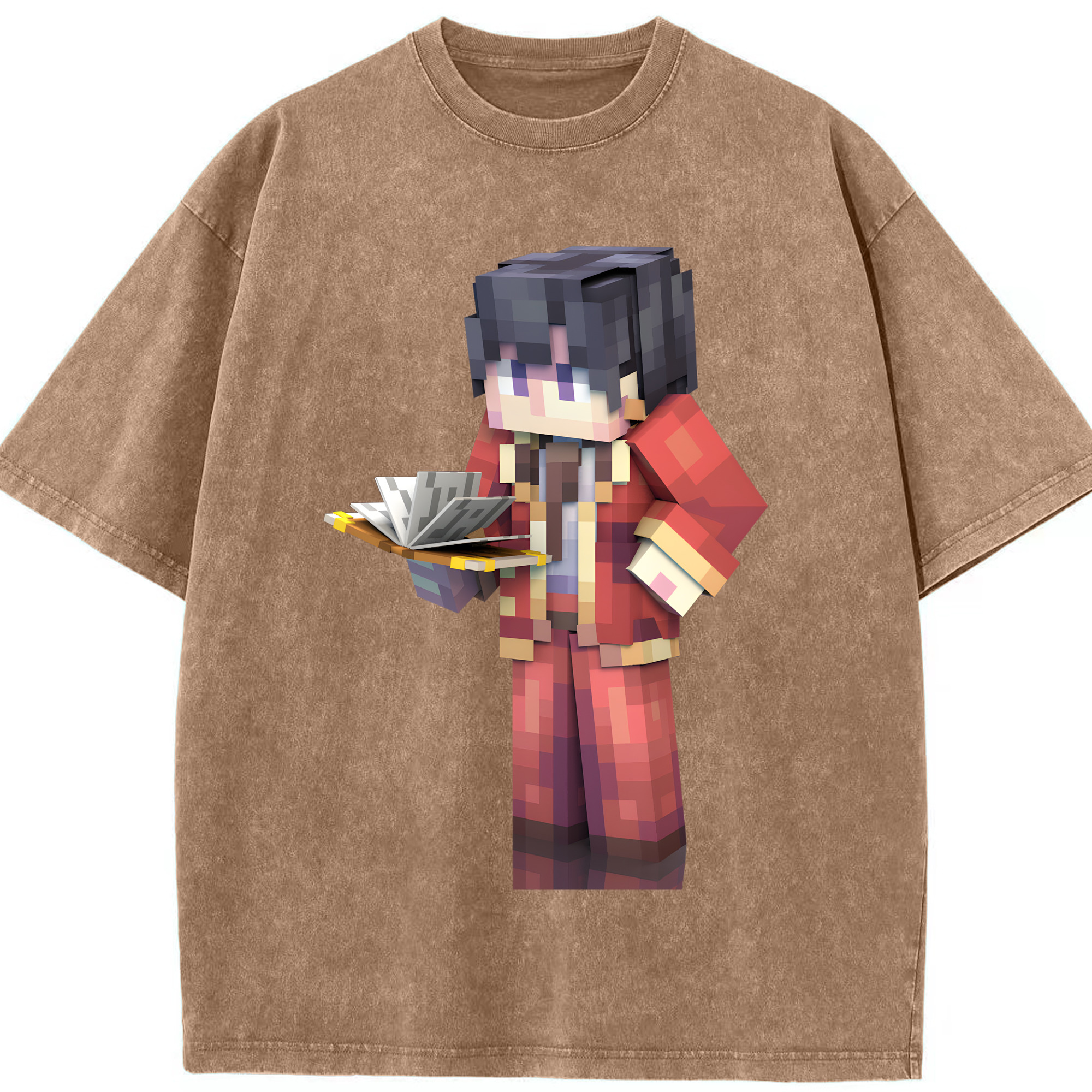 （画像用） マインクラフト ブロックの世界 Minecraft MC Block world 綿100% ヴィンテージ風 半袖Tシャツ（フロントプリント）