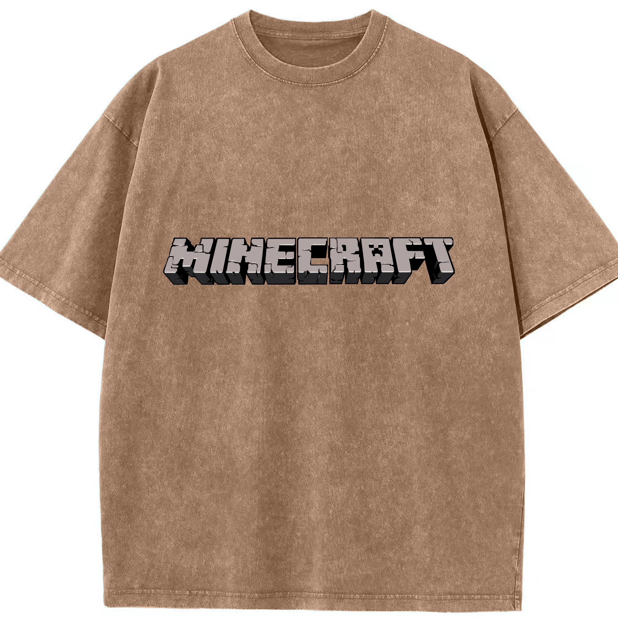 （画像用） マインクラフト ブロックの世界 Minecraft MC Block world 綿100% ヴィンテージ風 半袖Tシャツ（フロントプリント）