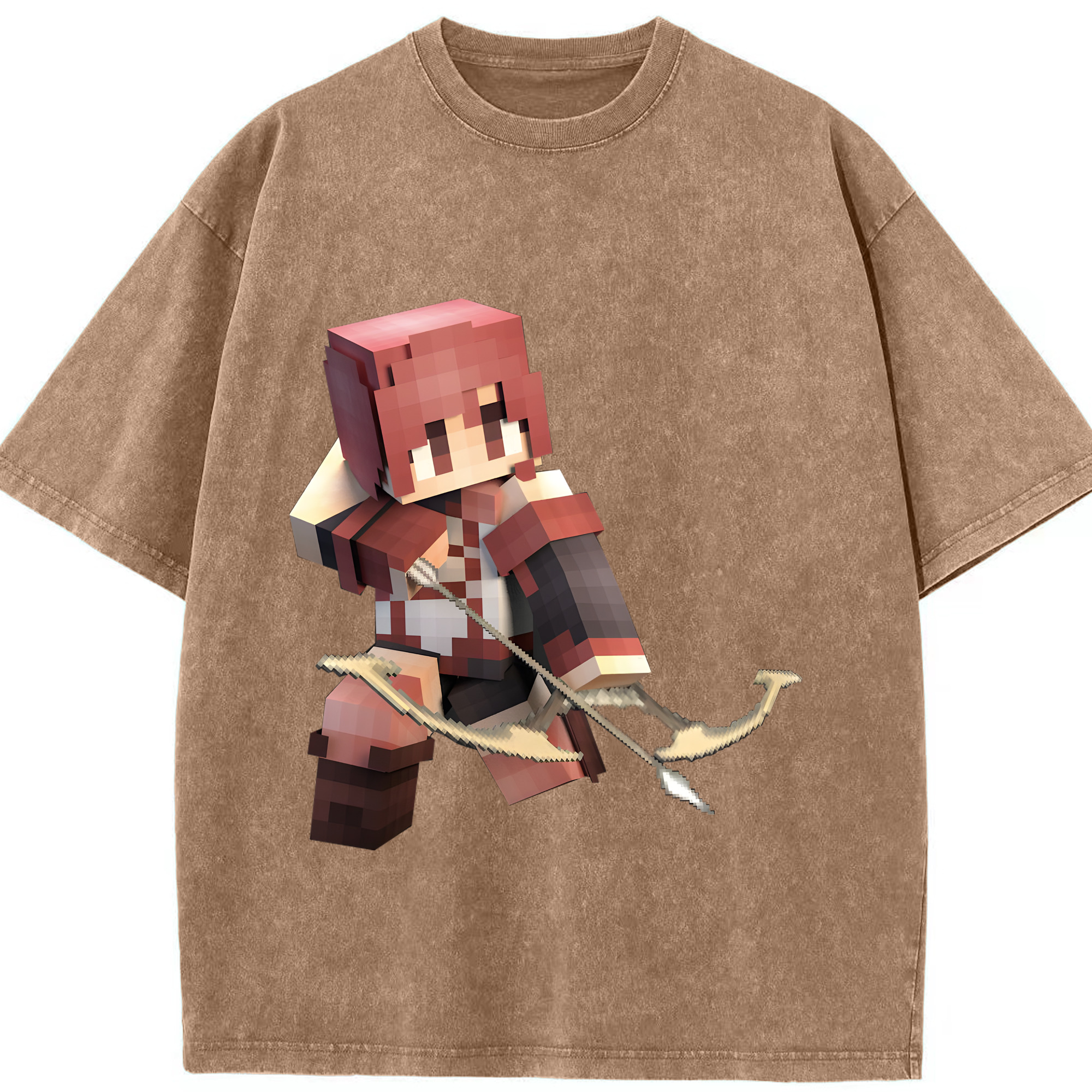 （画像用） マインクラフト ブロックの世界 Minecraft MC Block world 綿100% ヴィンテージ風 半袖Tシャツ（フロントプリント）