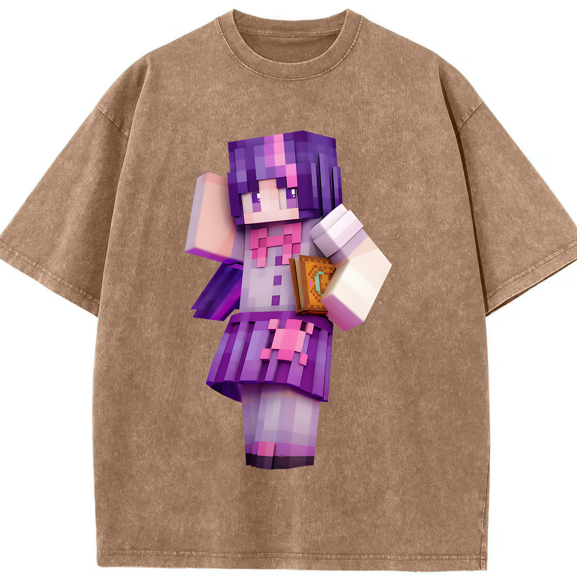 （画像用） マインクラフト ブロックの世界 Minecraft MC Block world 綿100% ヴィンテージ風 半袖Tシャツ（フロントプリント）