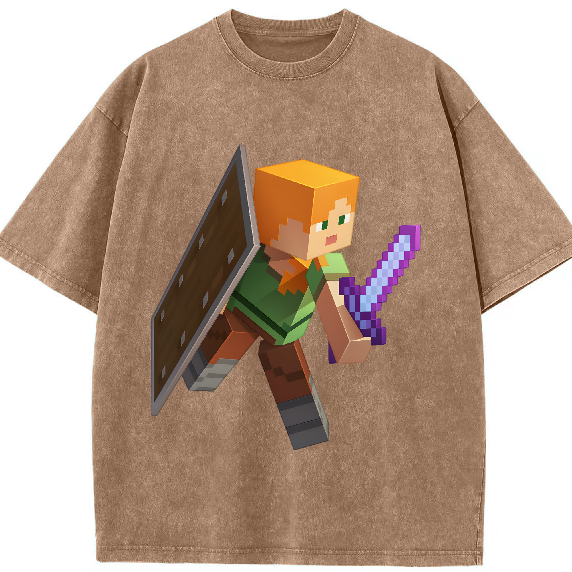 （画像用） マインクラフト ブロックの世界 Minecraft MC Block world 綿100% ヴィンテージ風 半袖Tシャツ（フロントプリント）
