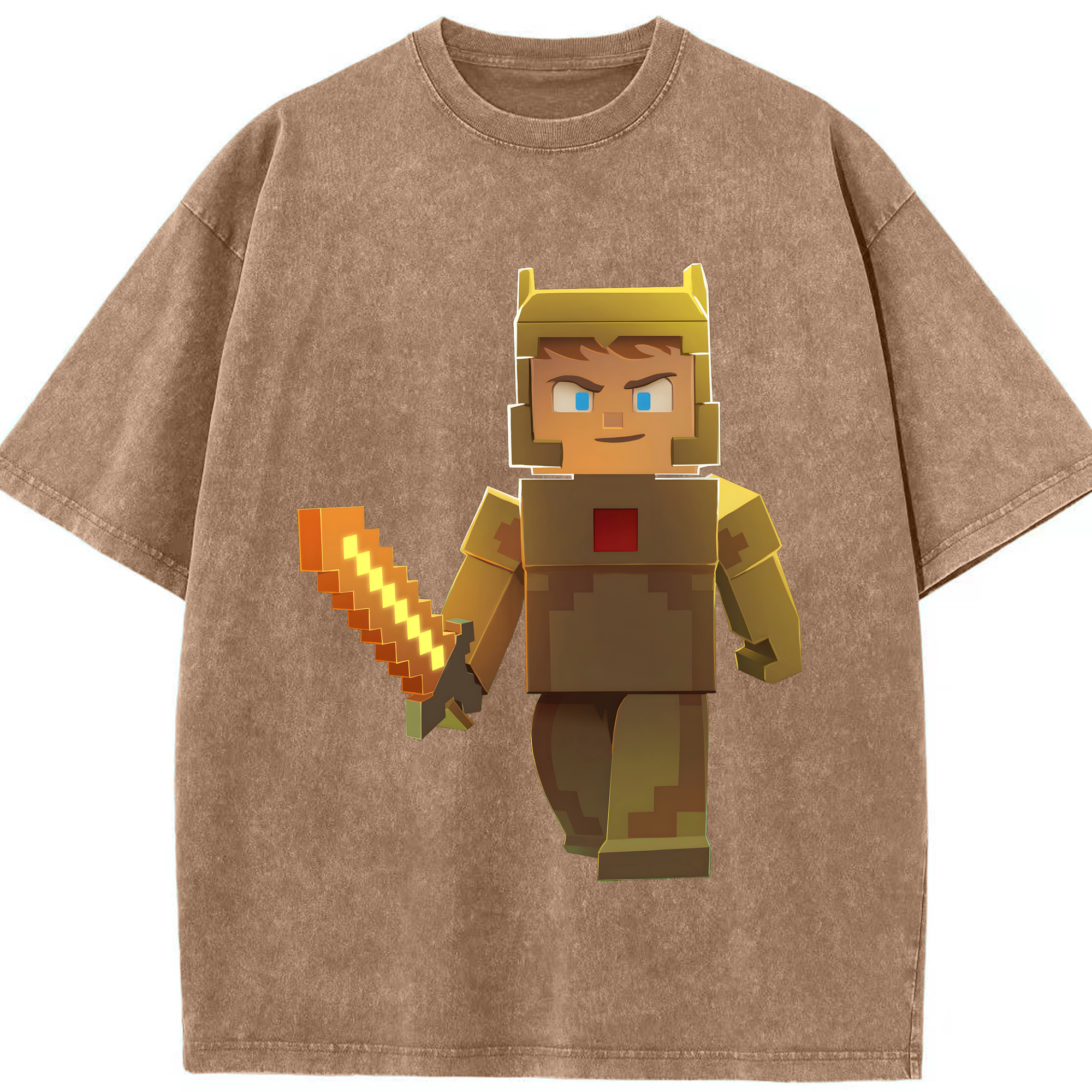 （画像用） マインクラフト ブロックの世界 Minecraft MC Block world 綿100% ヴィンテージ風 半袖Tシャツ（フロントプリント）