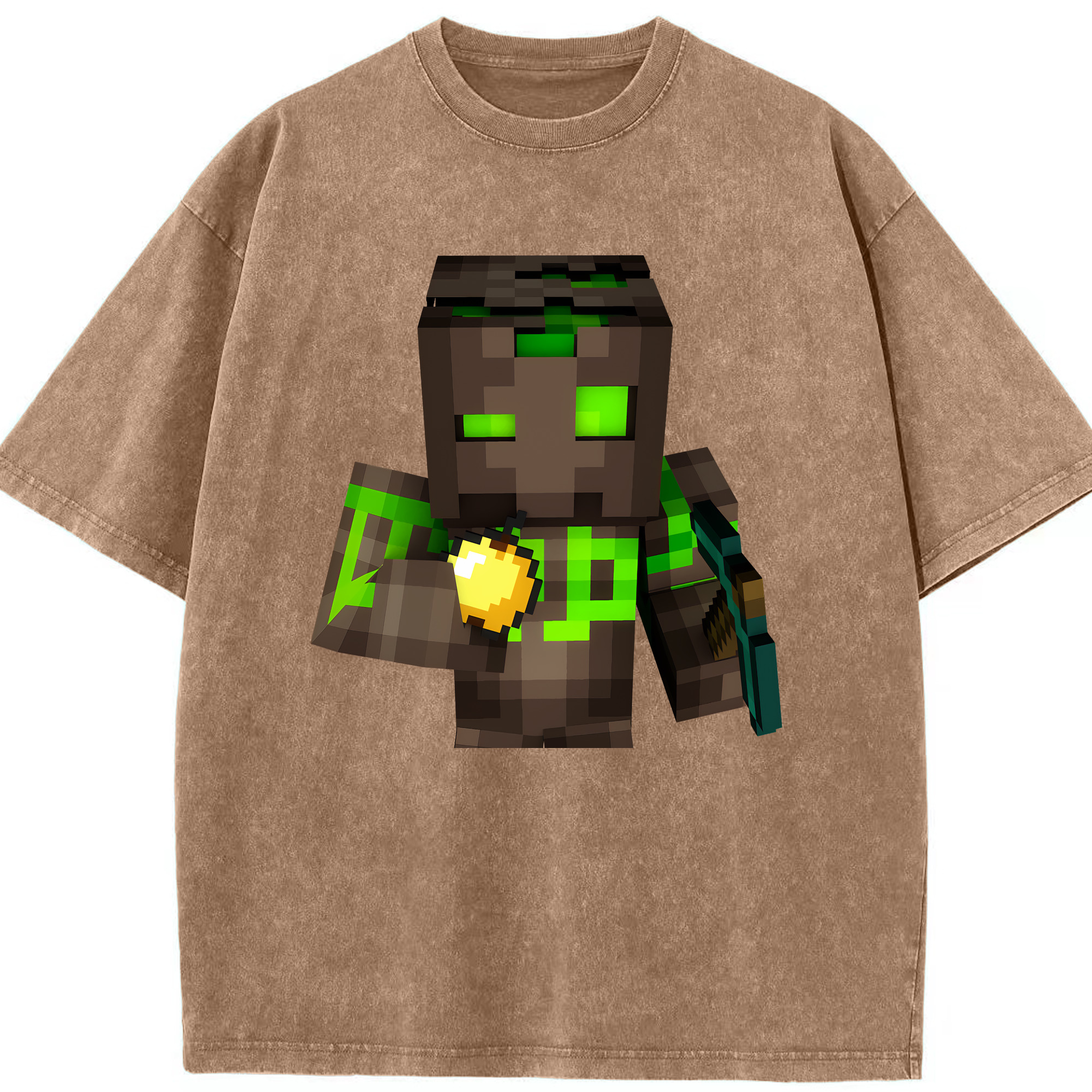 （画像用） マインクラフト ブロックの世界 Minecraft MC Block world 綿100% ヴィンテージ風 半袖Tシャツ（フロントプリント）