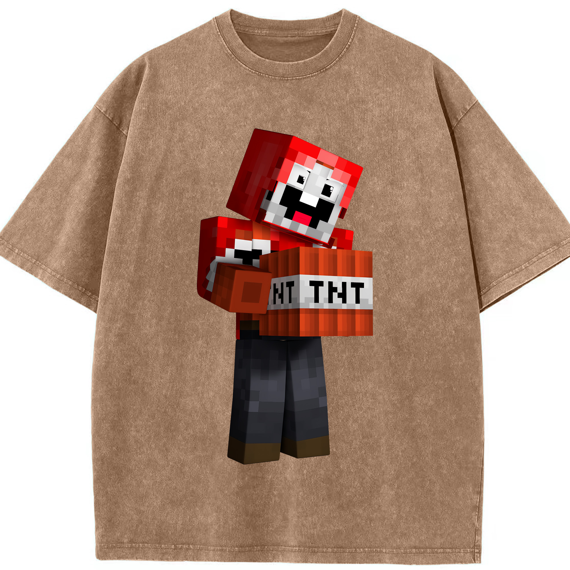 （画像用） マインクラフト ブロックの世界 Minecraft MC Block world 綿100% ヴィンテージ風 半袖Tシャツ（フロントプリント）