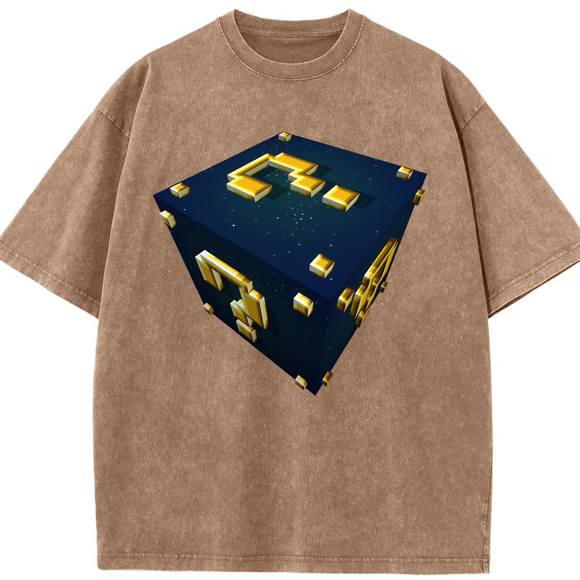 （画像用） マインクラフト ブロックの世界 Minecraft MC Block world 綿100% ヴィンテージ風 半袖Tシャツ（フロントプリント）