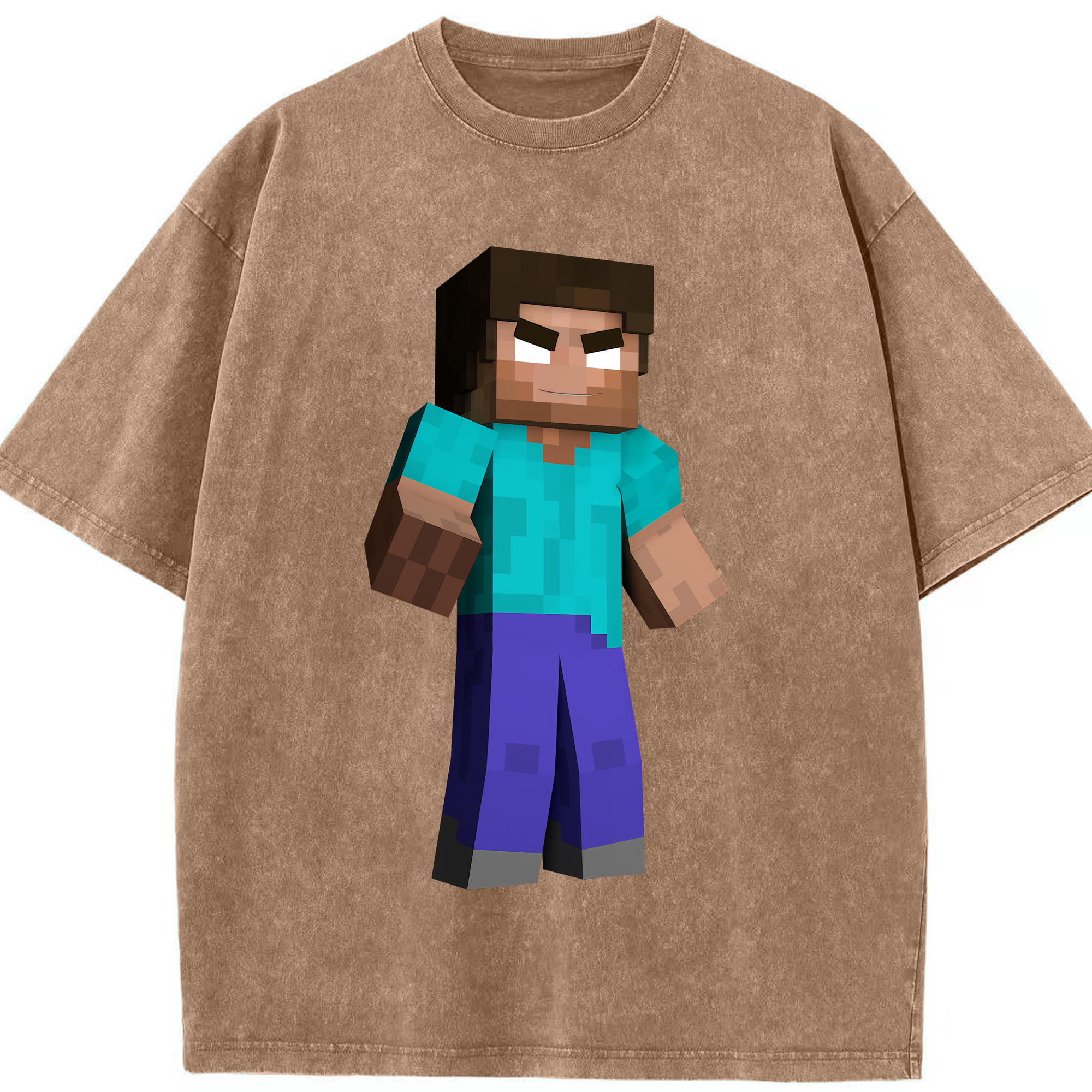 （画像用） マインクラフト ブロックの世界 Minecraft MC Block world 綿100% ヴィンテージ風 半袖Tシャツ（フロントプリント）