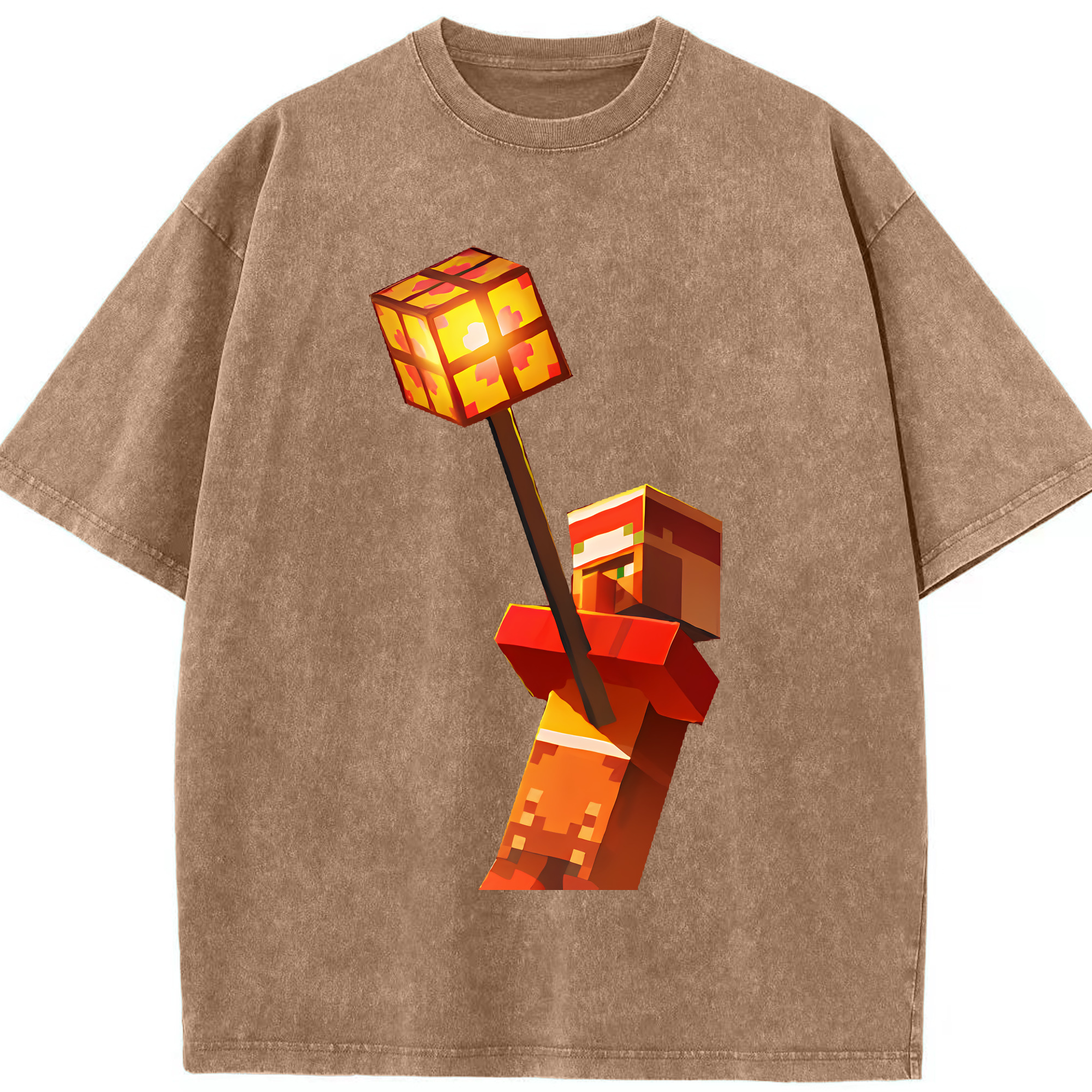（画像用） マインクラフト ブロックの世界 Minecraft MC Block world 綿100% ヴィンテージ風 半袖Tシャツ（フロントプリント）