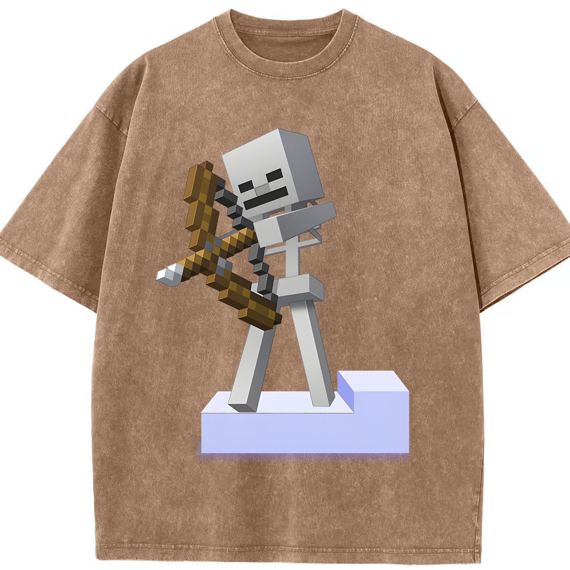 （画像用） マインクラフト ブロックの世界 Minecraft MC Block world 綿100% ヴィンテージ風 半袖Tシャツ（フロントプリント）
