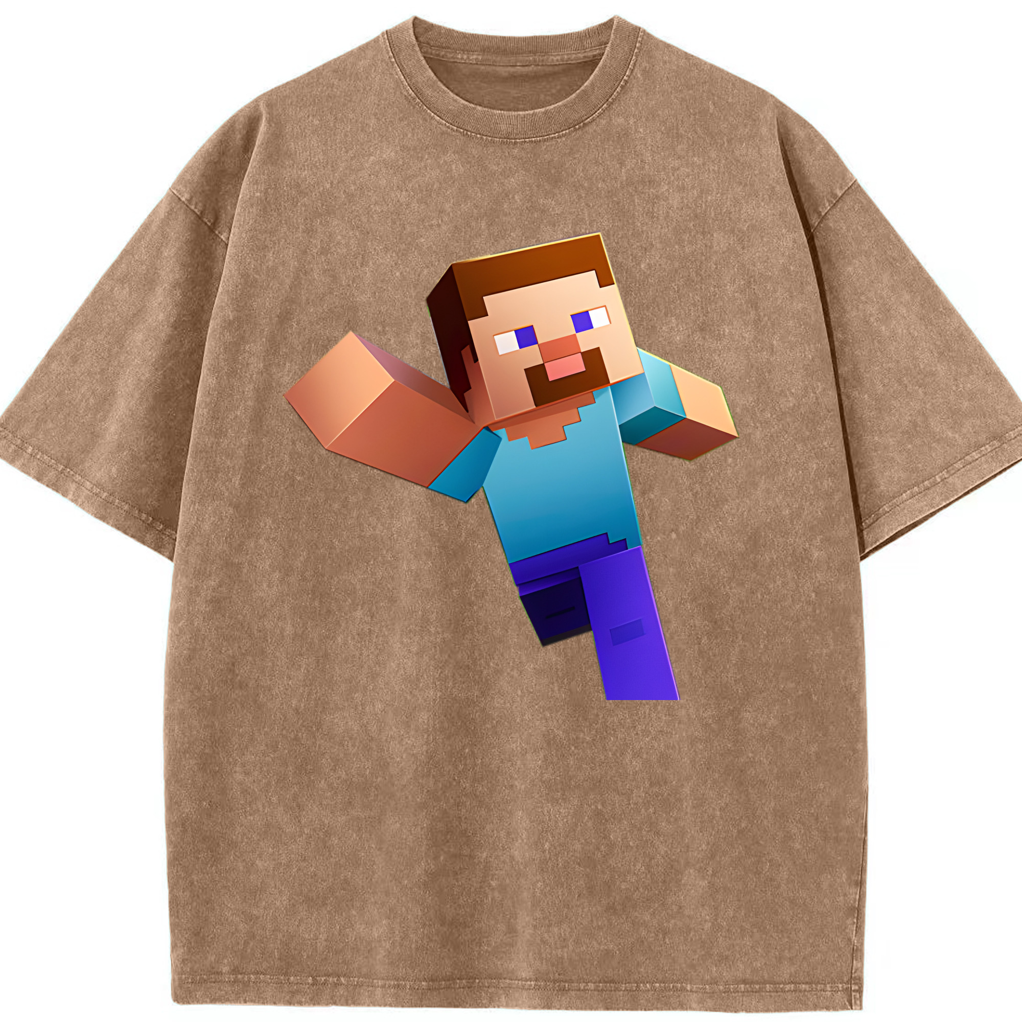 （画像用） マインクラフト ブロックの世界 Minecraft MC Block world 綿100% ヴィンテージ風 半袖Tシャツ（フロントプリント）