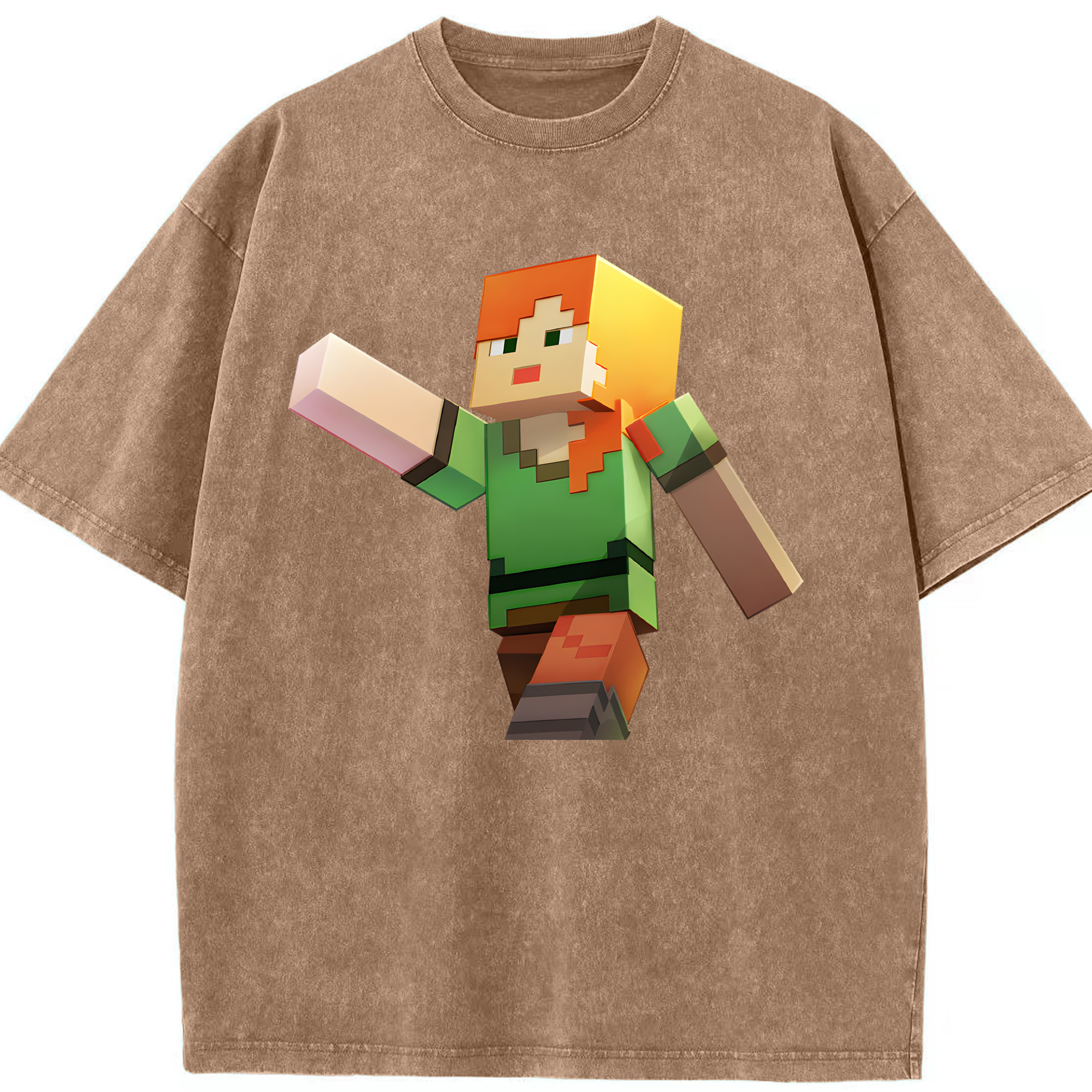（画像用） マインクラフト ブロックの世界 Minecraft MC Block world 綿100% ヴィンテージ風 半袖Tシャツ（フロントプリント）