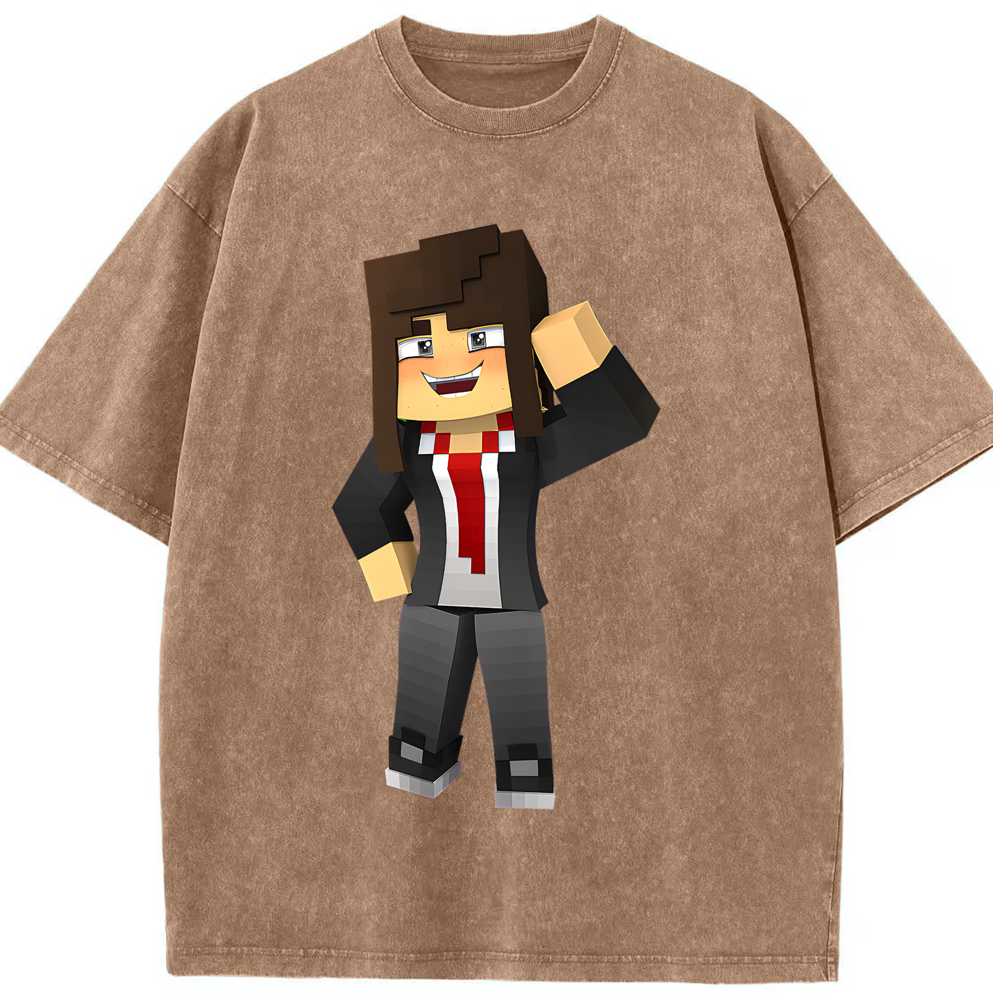 （画像用） マインクラフト ブロックの世界 Minecraft MC Block world 綿100% ヴィンテージ風 半袖Tシャツ（フロントプリント）
