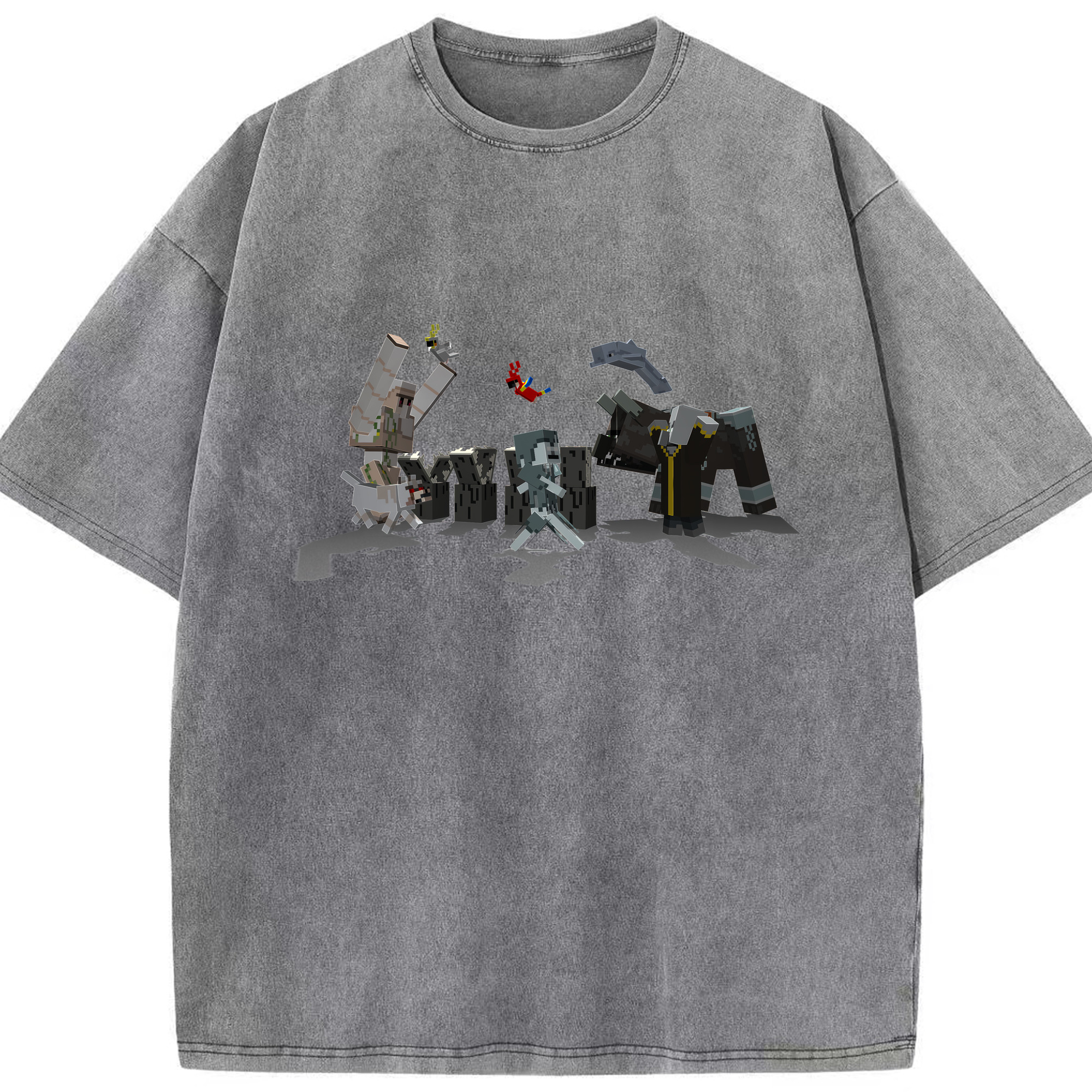 （画像用） マインクラフト ブロックの世界 Minecraft MC Block world 綿100% ヴィンテージ風 半袖Tシャツ（フロントプリント）