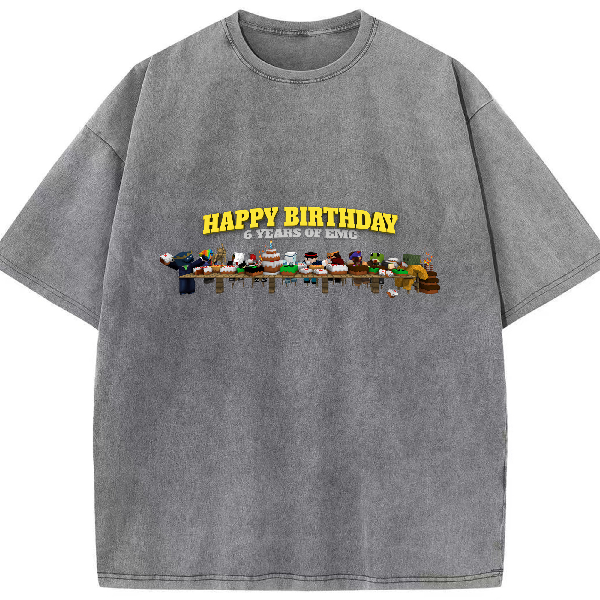 （画像用） マインクラフト ブロックの世界 Minecraft MC Block world 綿100% ヴィンテージ風 半袖Tシャツ（フロントプリント）