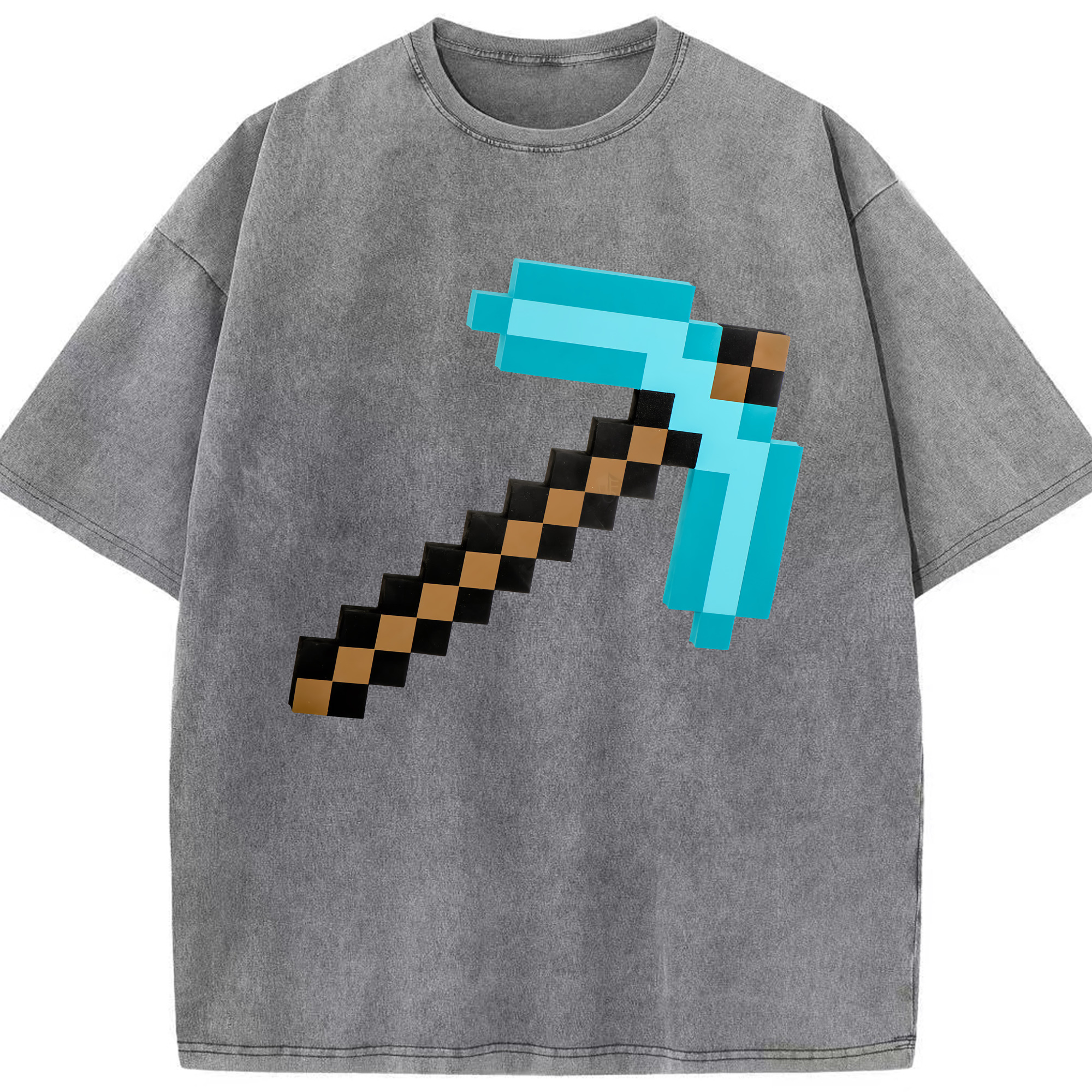 （画像用） マインクラフト ブロックの世界 Minecraft MC Block world 綿100% ヴィンテージ風 半袖Tシャツ（フロントプリント）