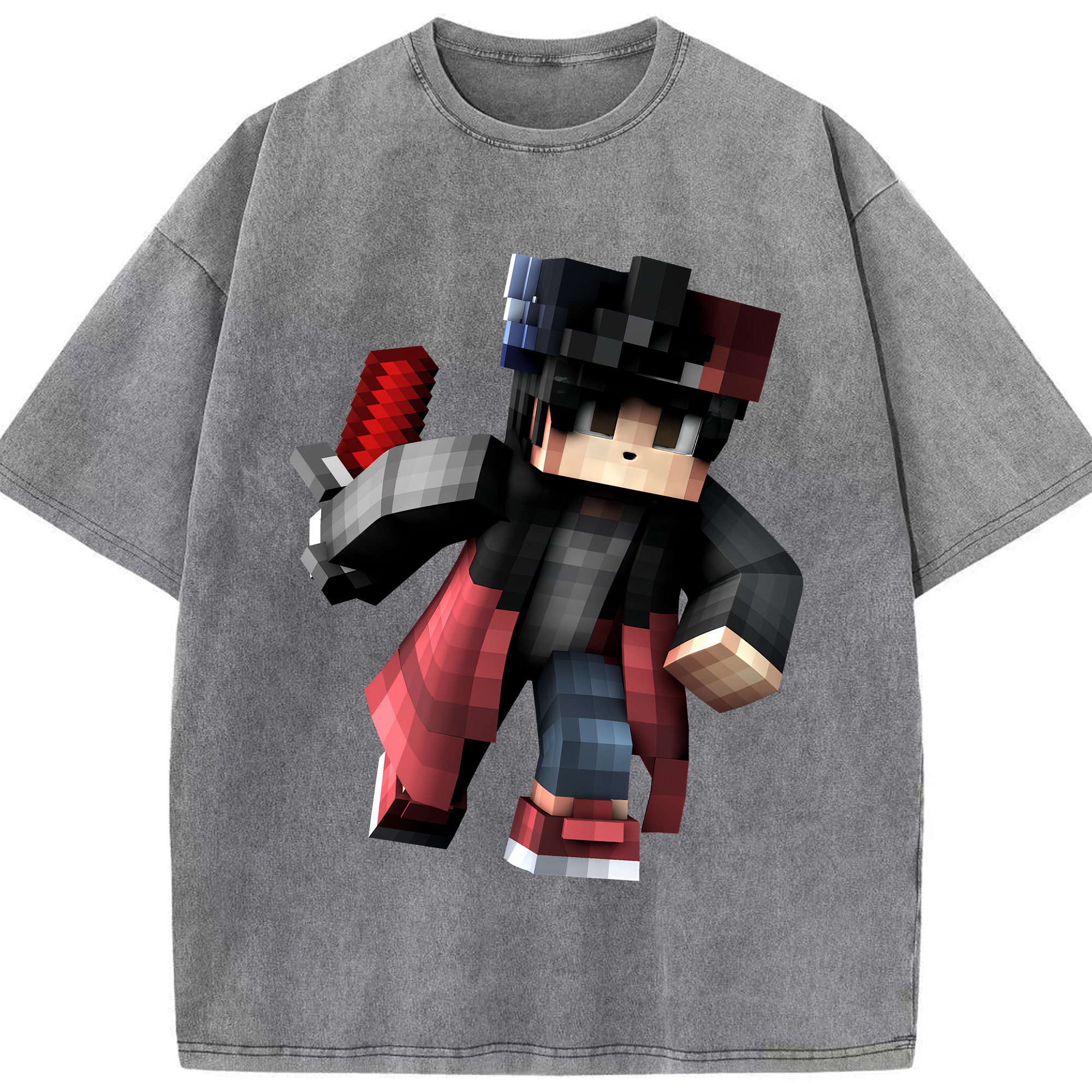 （画像用） マインクラフト ブロックの世界 Minecraft MC Block world 綿100% ヴィンテージ風 半袖Tシャツ（フロントプリント）
