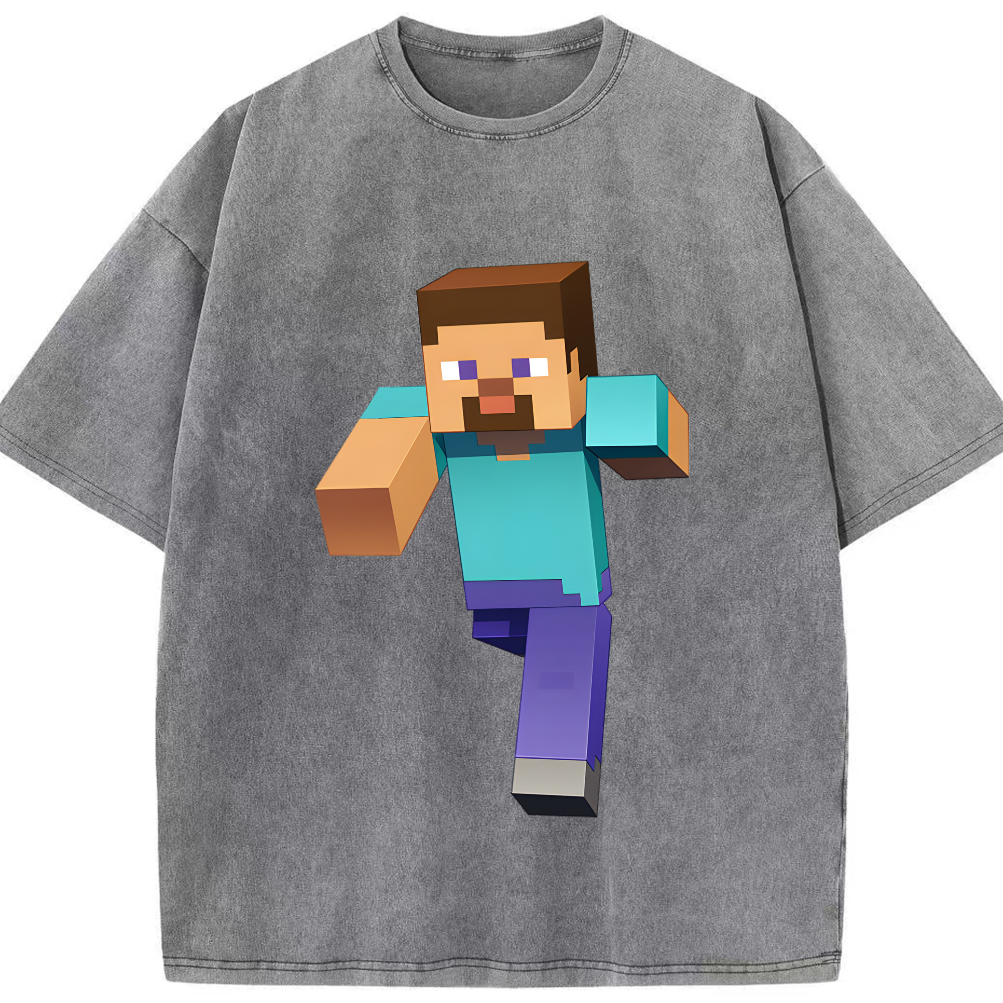 （画像用） マインクラフト ブロックの世界 Minecraft MC Block world 綿100% ヴィンテージ風 半袖Tシャツ（フロントプリント）