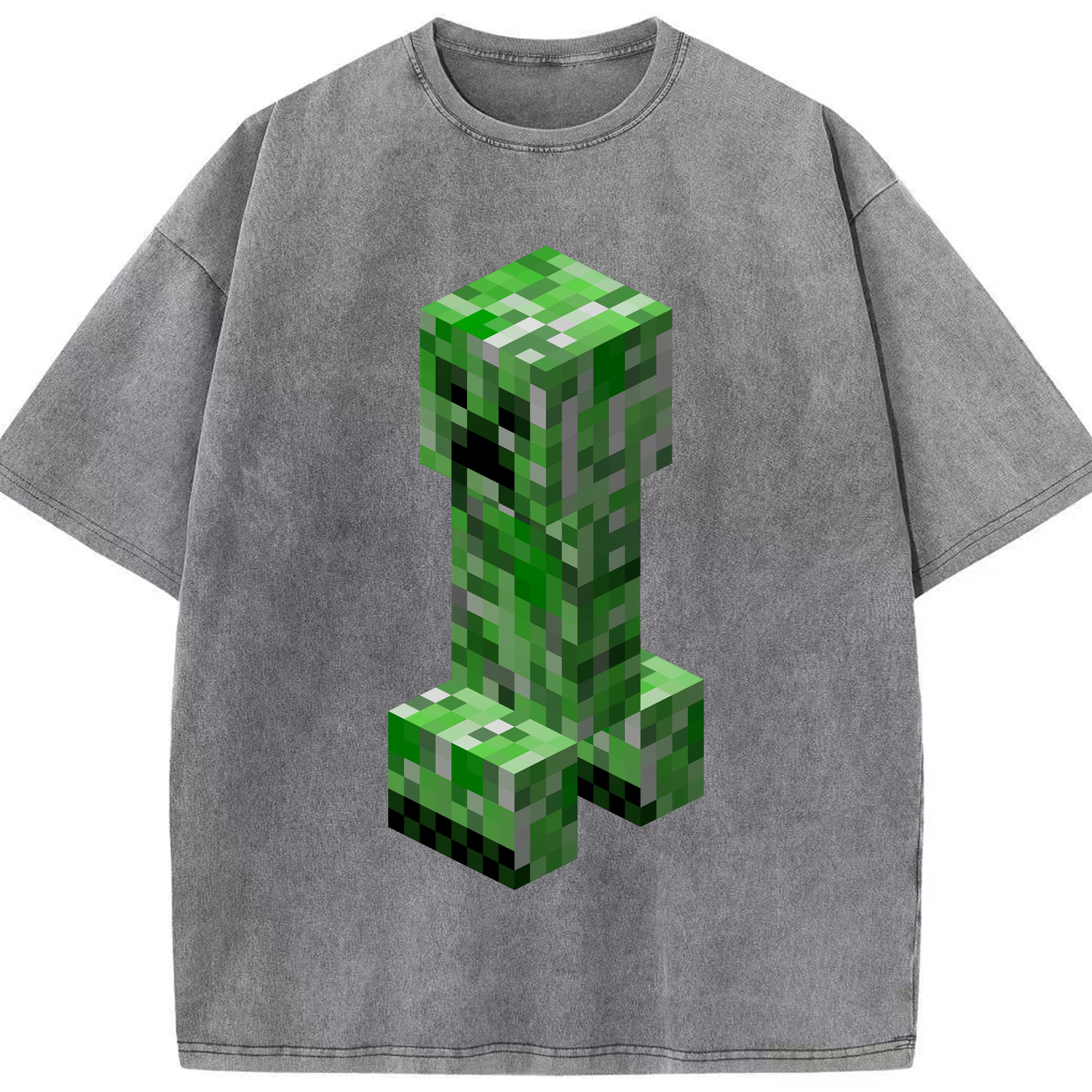 （画像用） マインクラフト ブロックの世界 Minecraft MC Block world 綿100% ヴィンテージ風 半袖Tシャツ（フロントプリント）