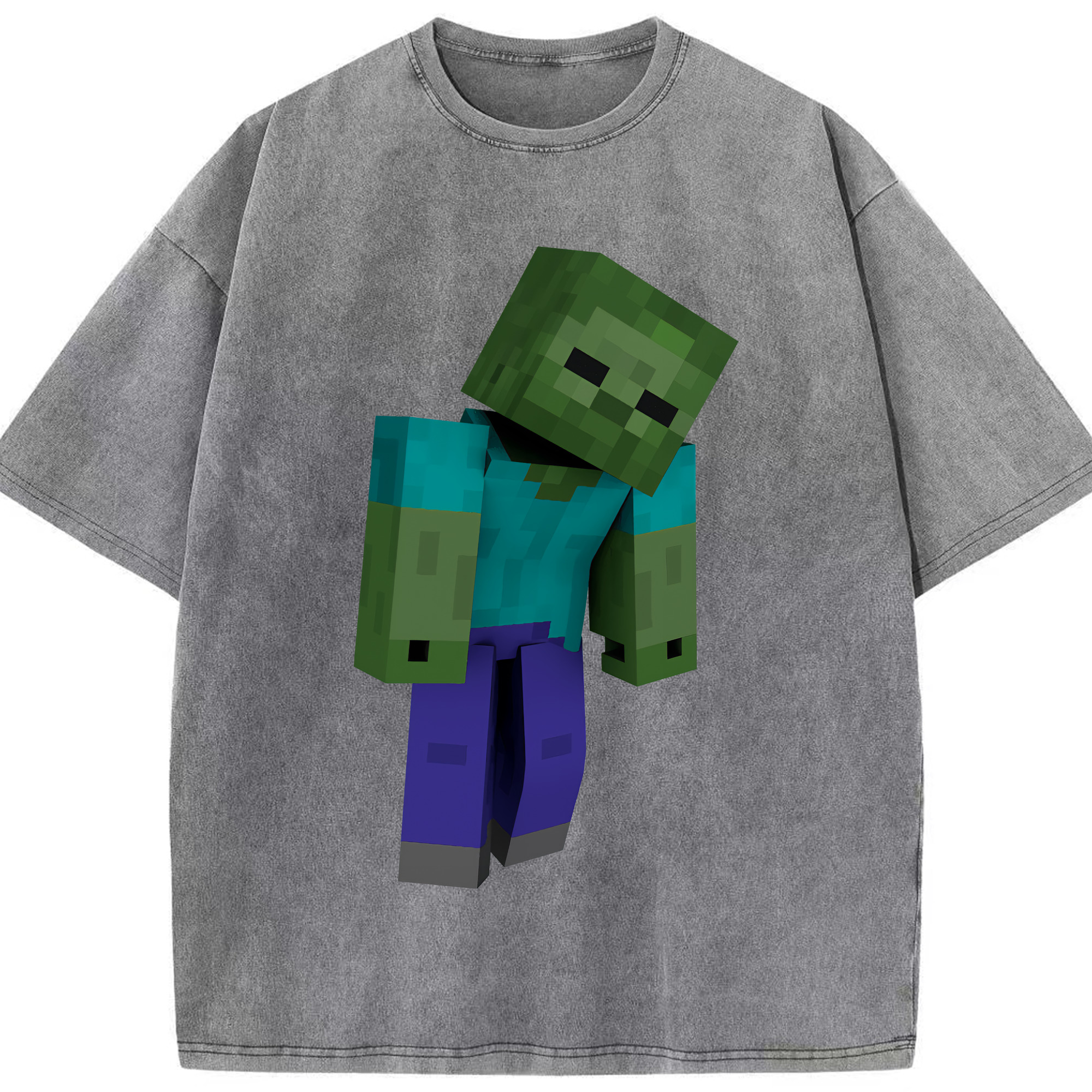 （画像用） マインクラフト ブロックの世界 Minecraft MC Block world 綿100% ヴィンテージ風 半袖Tシャツ（フロントプリント）