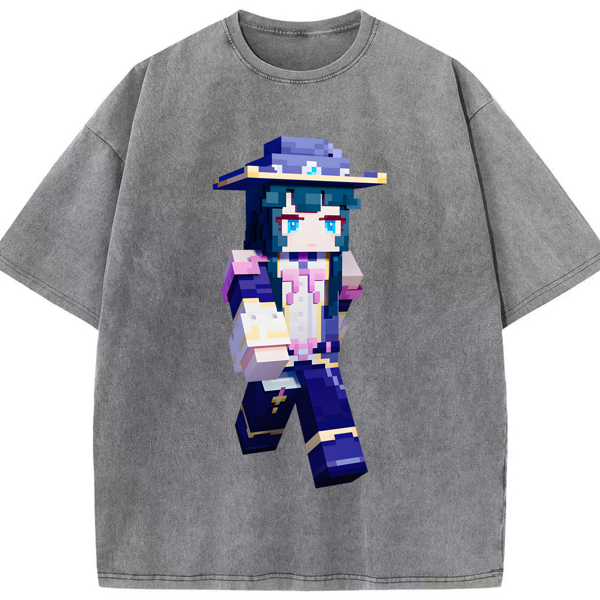 （画像用） マインクラフト ブロックの世界 Minecraft MC Block world 綿100% ヴィンテージ風 半袖Tシャツ（フロントプリント）