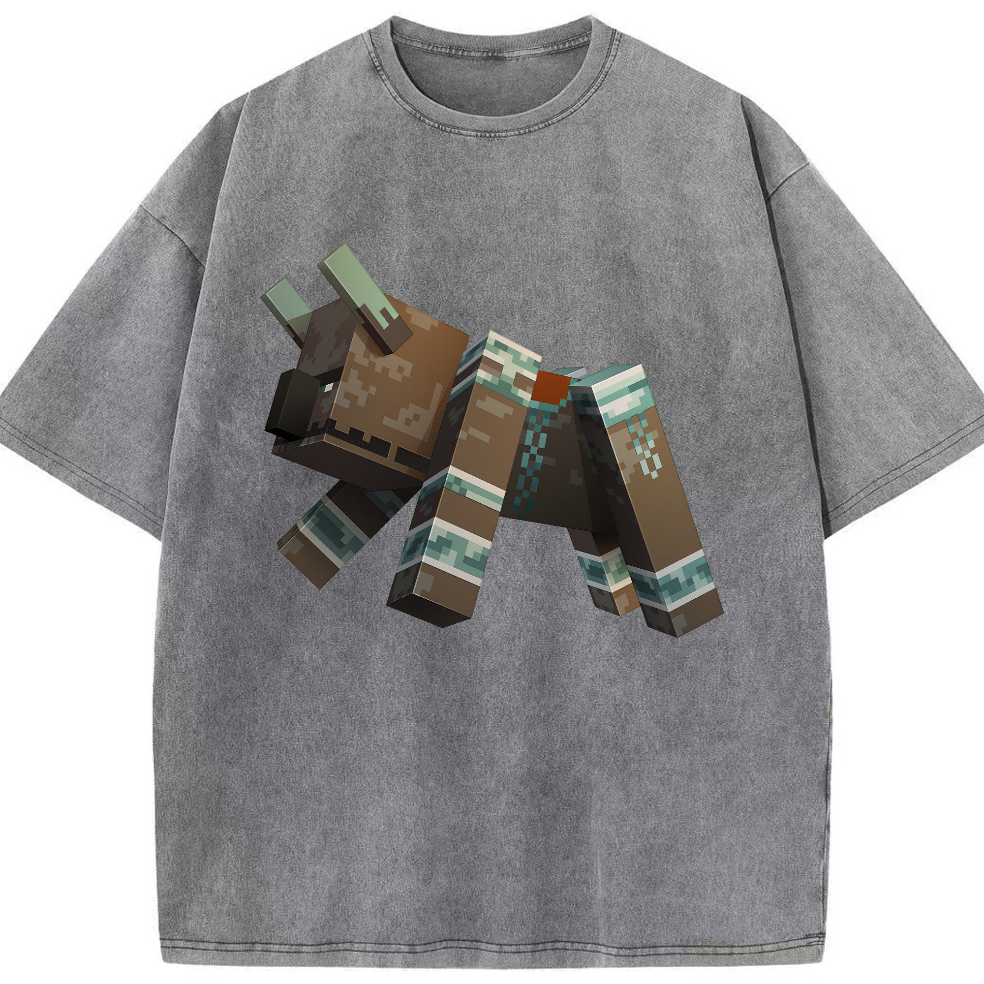 （画像用） マインクラフト ブロックの世界 Minecraft MC Block world 綿100% ヴィンテージ風 半袖Tシャツ（フロントプリント）