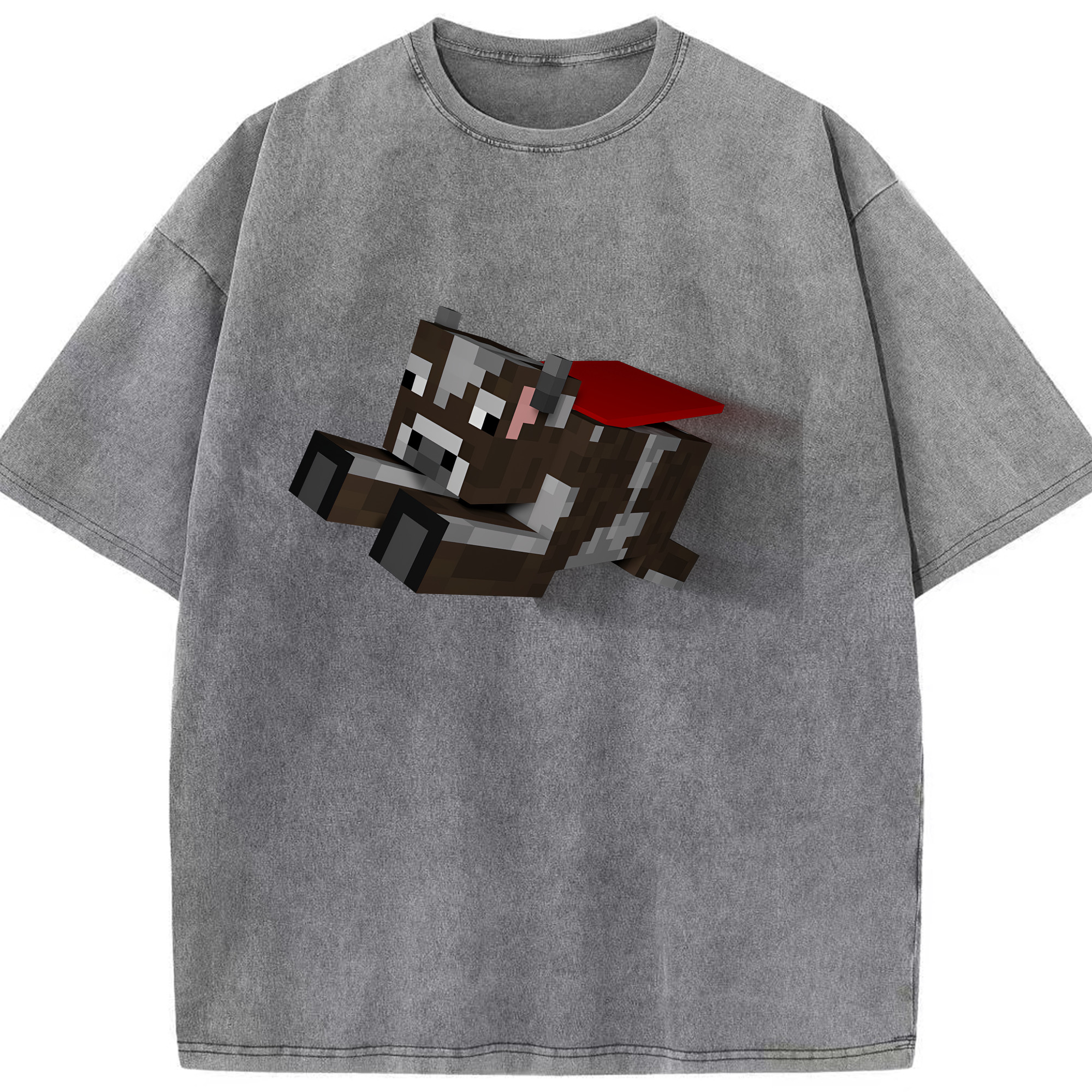 （画像用） マインクラフト ブロックの世界 Minecraft MC Block world 綿100% ヴィンテージ風 半袖Tシャツ（フロントプリント）
