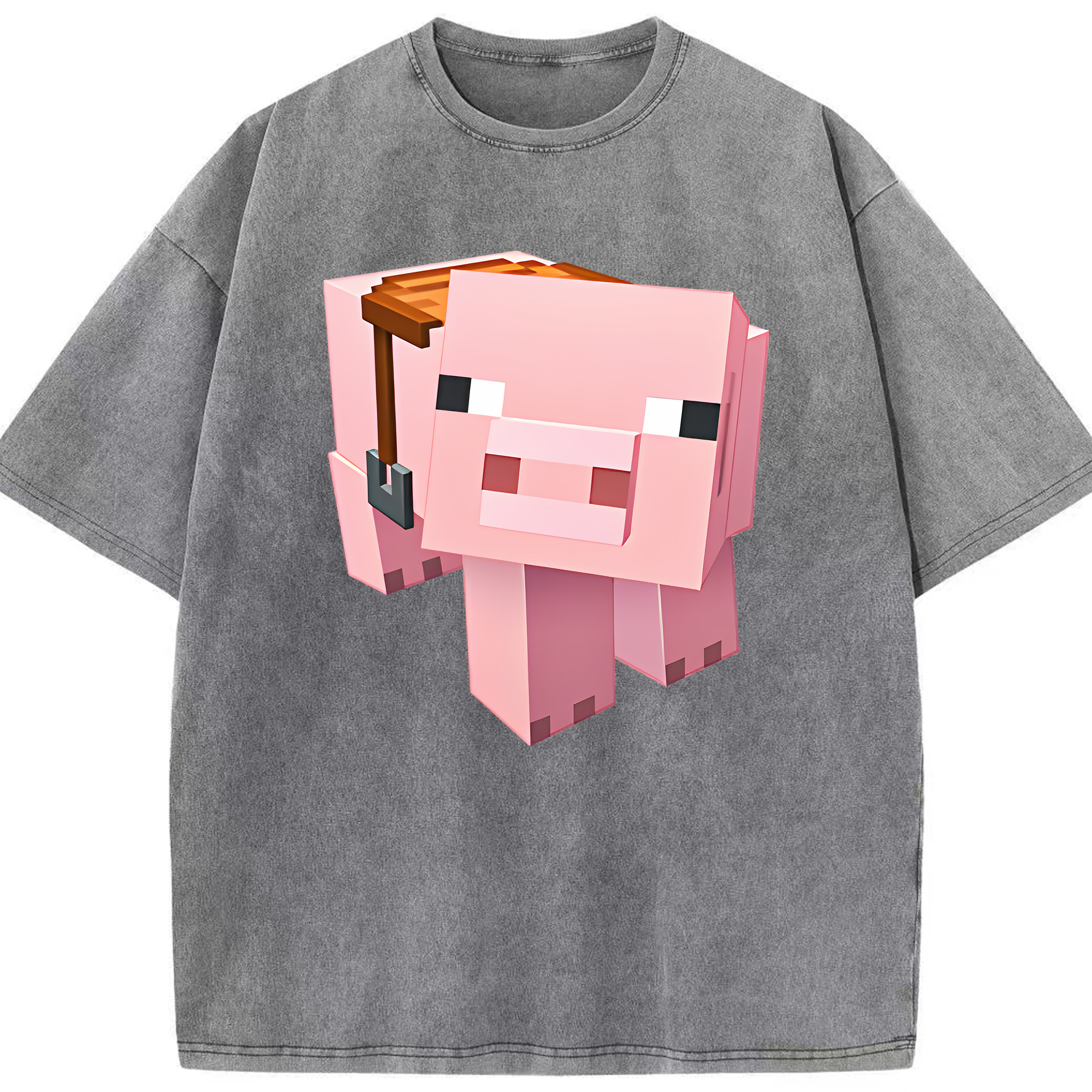 （画像用） マインクラフト ブロックの世界 Minecraft MC Block world 綿100% ヴィンテージ風 半袖Tシャツ（フロントプリント）