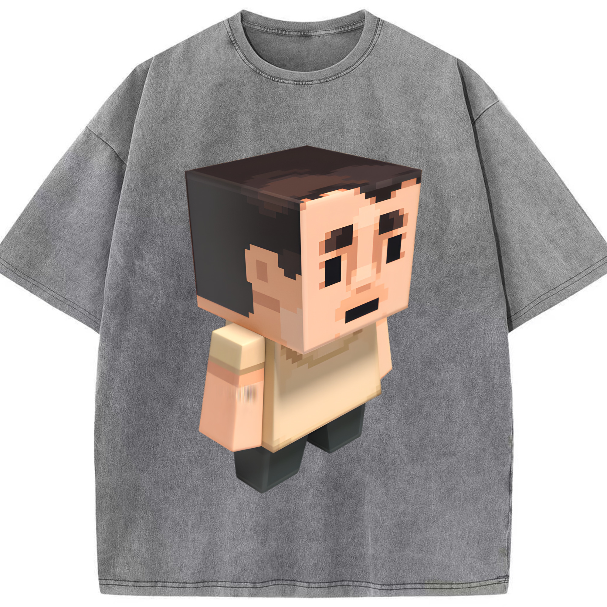 （画像用） マインクラフト ブロックの世界 Minecraft MC Block world 綿100% ヴィンテージ風 半袖Tシャツ（フロントプリント）