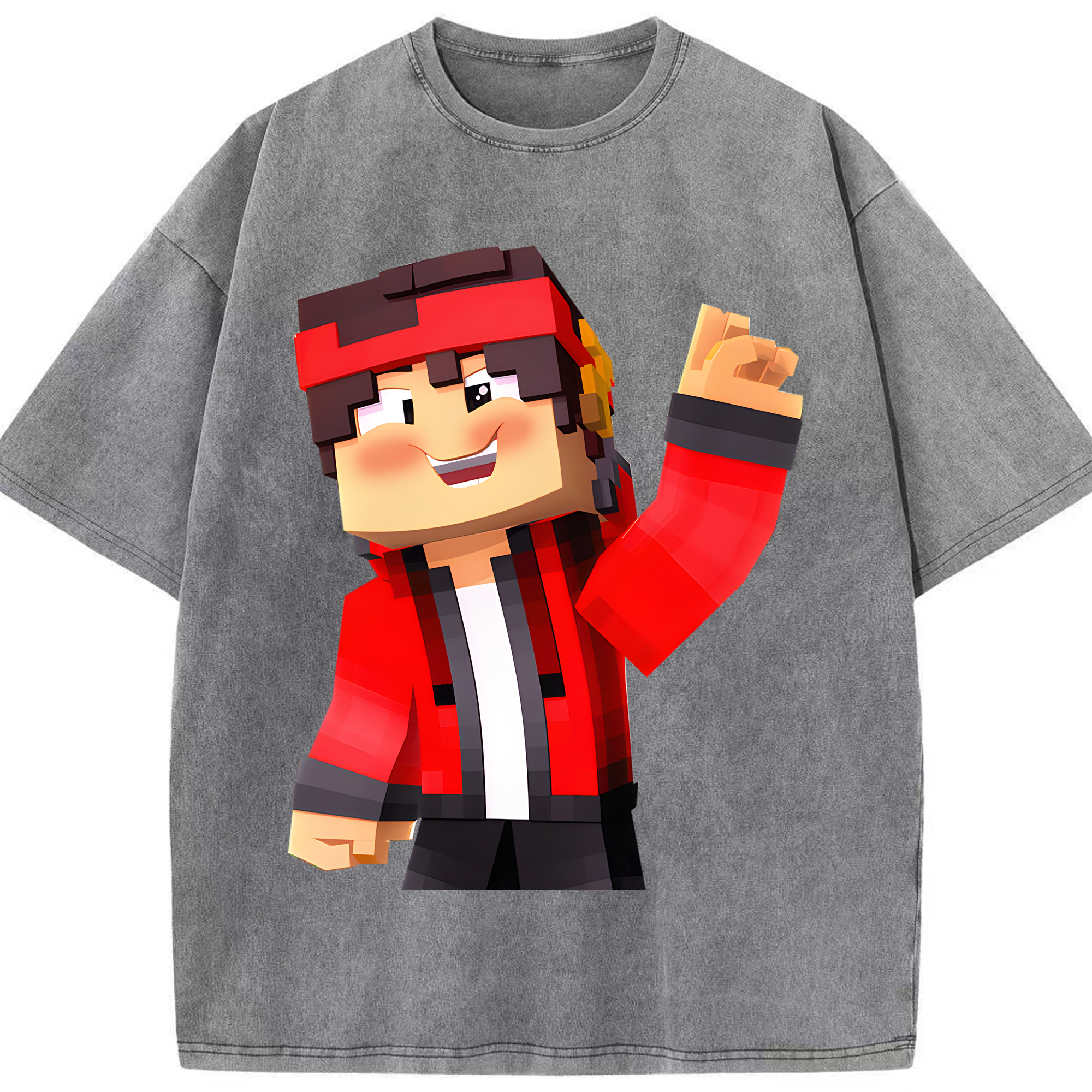 （画像用） マインクラフト ブロックの世界 Minecraft MC Block world 綿100% ヴィンテージ風 半袖Tシャツ（フロントプリント）