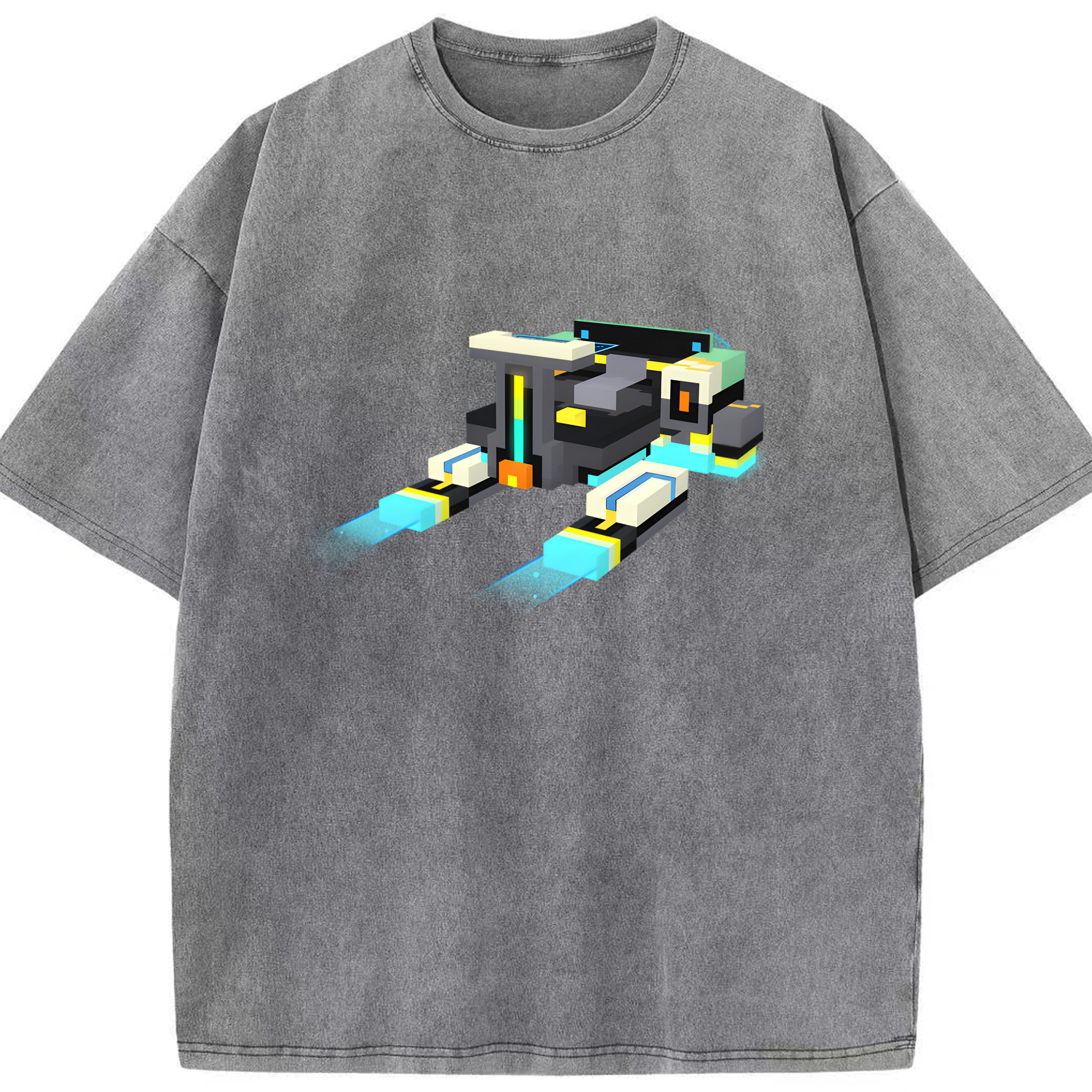 （画像用） マインクラフト ブロックの世界 Minecraft MC Block world 綿100% ヴィンテージ風 半袖Tシャツ（フロントプリント）