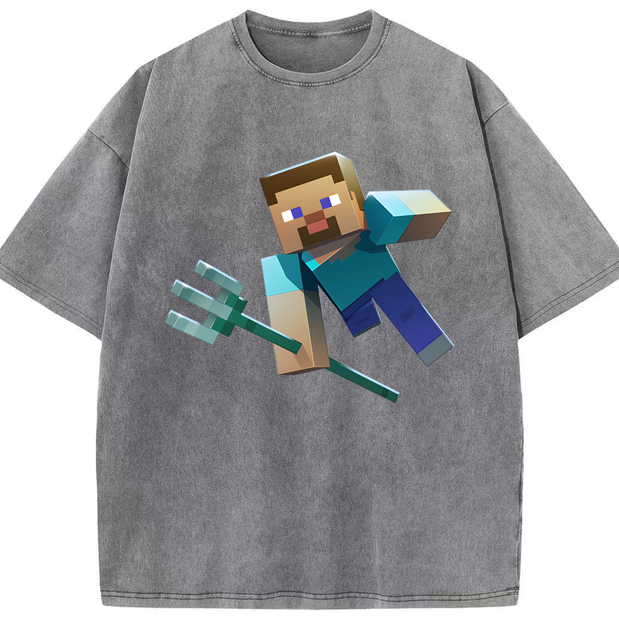 （画像用） マインクラフト ブロックの世界 Minecraft MC Block world 綿100% ヴィンテージ風 半袖Tシャツ（フロントプリント）