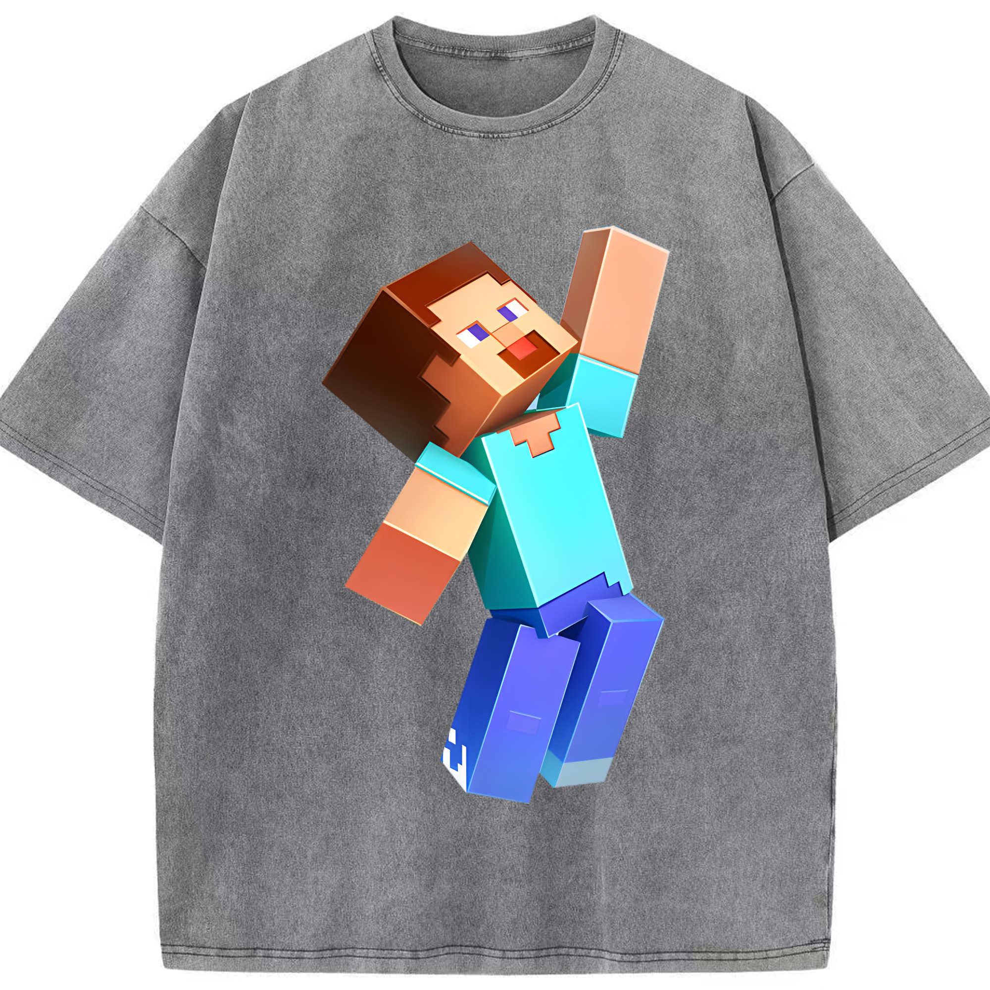 （画像用） マインクラフト ブロックの世界 Minecraft MC Block world 綿100% ヴィンテージ風 半袖Tシャツ（フロントプリント）