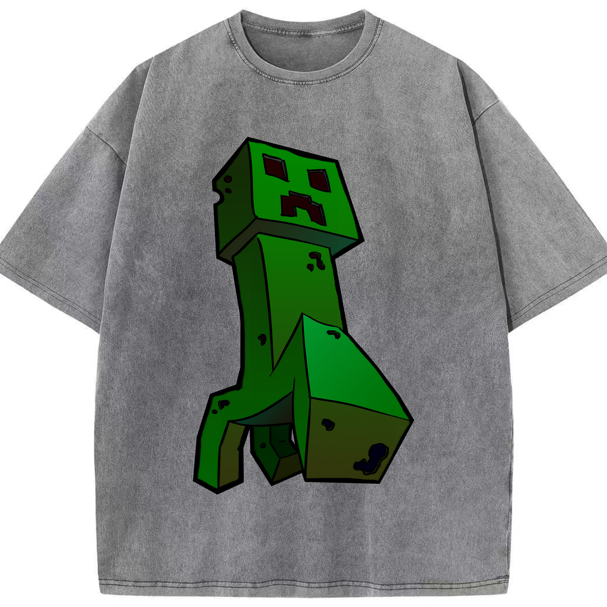 （画像用） マインクラフト ブロックの世界 Minecraft MC Block world 綿100% ヴィンテージ風 半袖Tシャツ（フロントプリント）