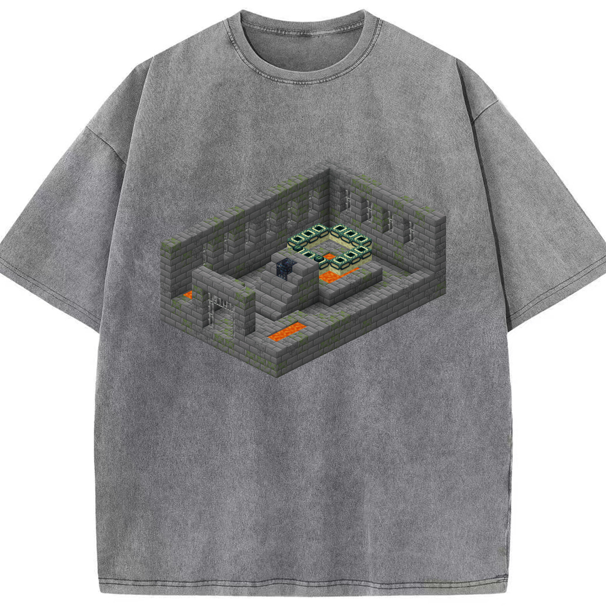 （画像用） マインクラフト ブロックの世界 Minecraft MC Block world 綿100% ヴィンテージ風 半袖Tシャツ（フロントプリント）