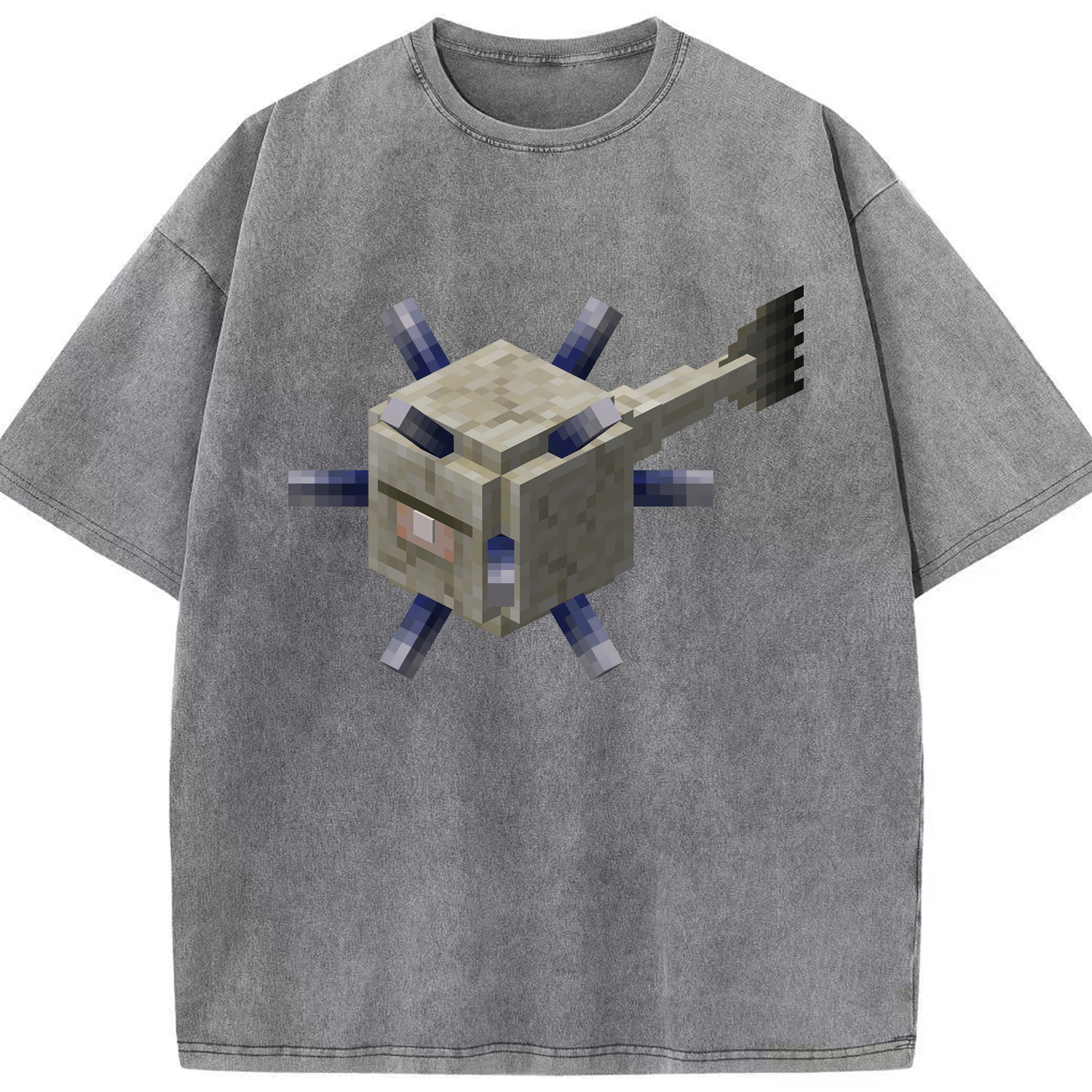 （画像用） マインクラフト ブロックの世界 Minecraft MC Block world 綿100% ヴィンテージ風 半袖Tシャツ（フロントプリント）