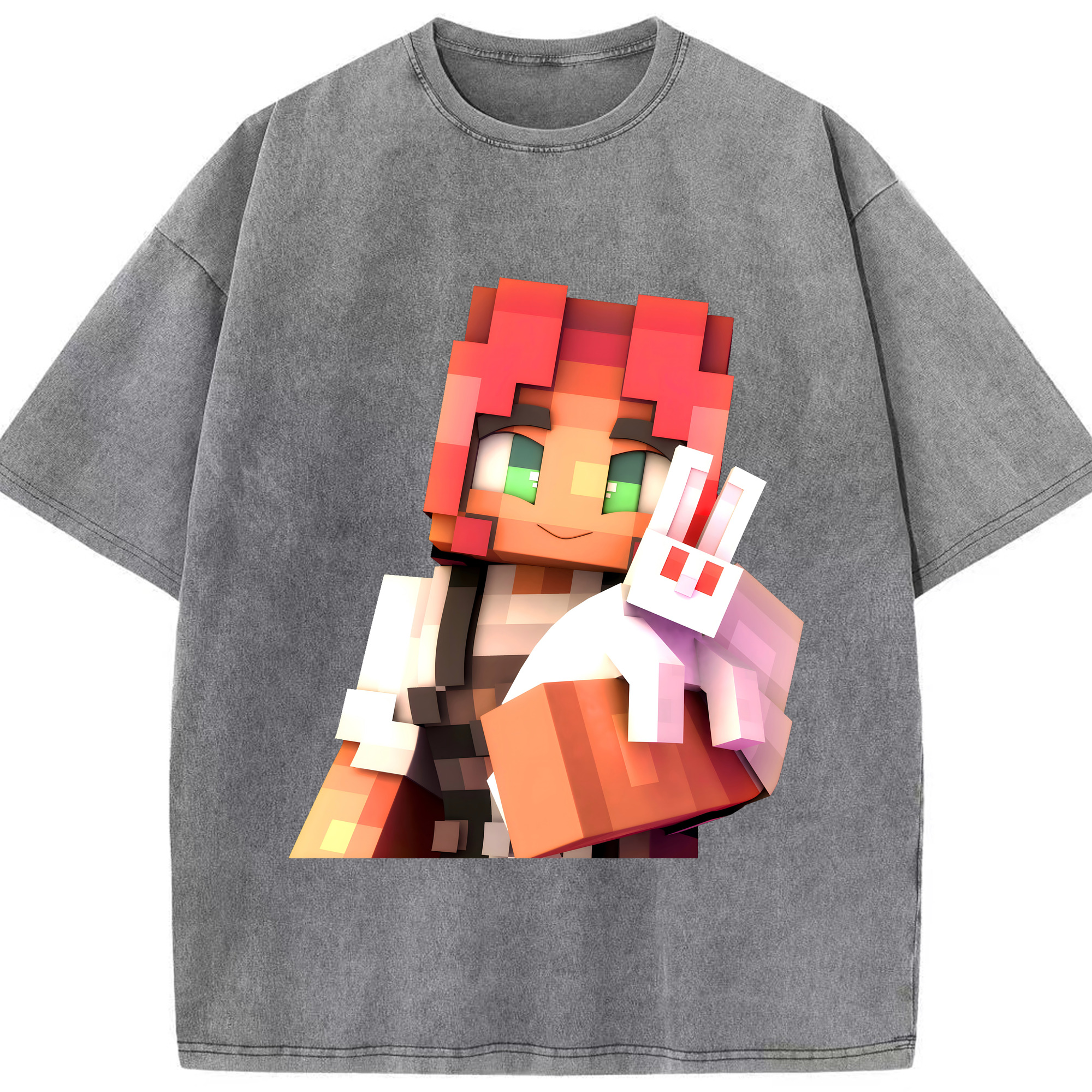 （画像用） マインクラフト ブロックの世界 Minecraft MC Block world 綿100% ヴィンテージ風 半袖Tシャツ（フロントプリント）