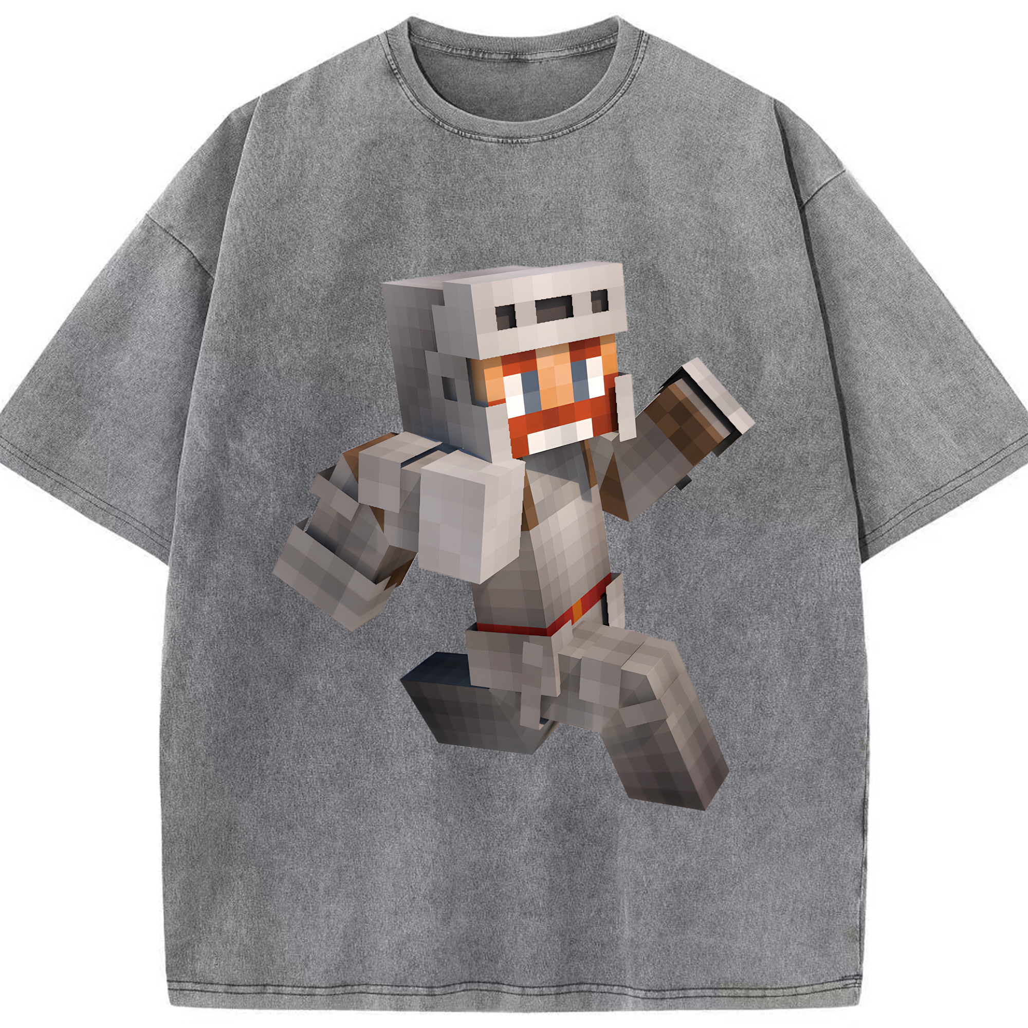 （画像用） マインクラフト ブロックの世界 Minecraft MC Block world 綿100% ヴィンテージ風 半袖Tシャツ（フロントプリント）