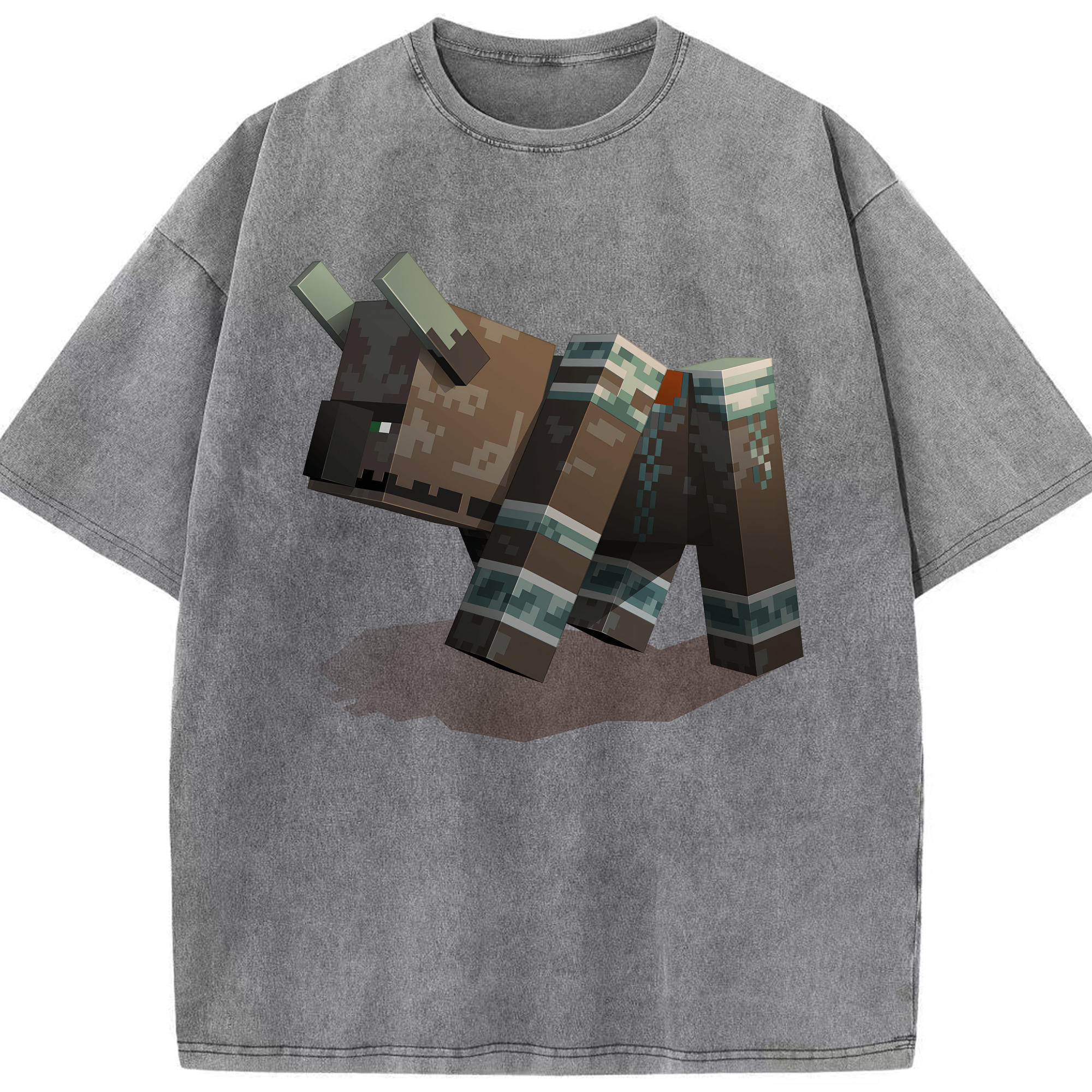 （画像用） マインクラフト ブロックの世界 Minecraft MC Block world 綿100% ヴィンテージ風 半袖Tシャツ（フロントプリント）
