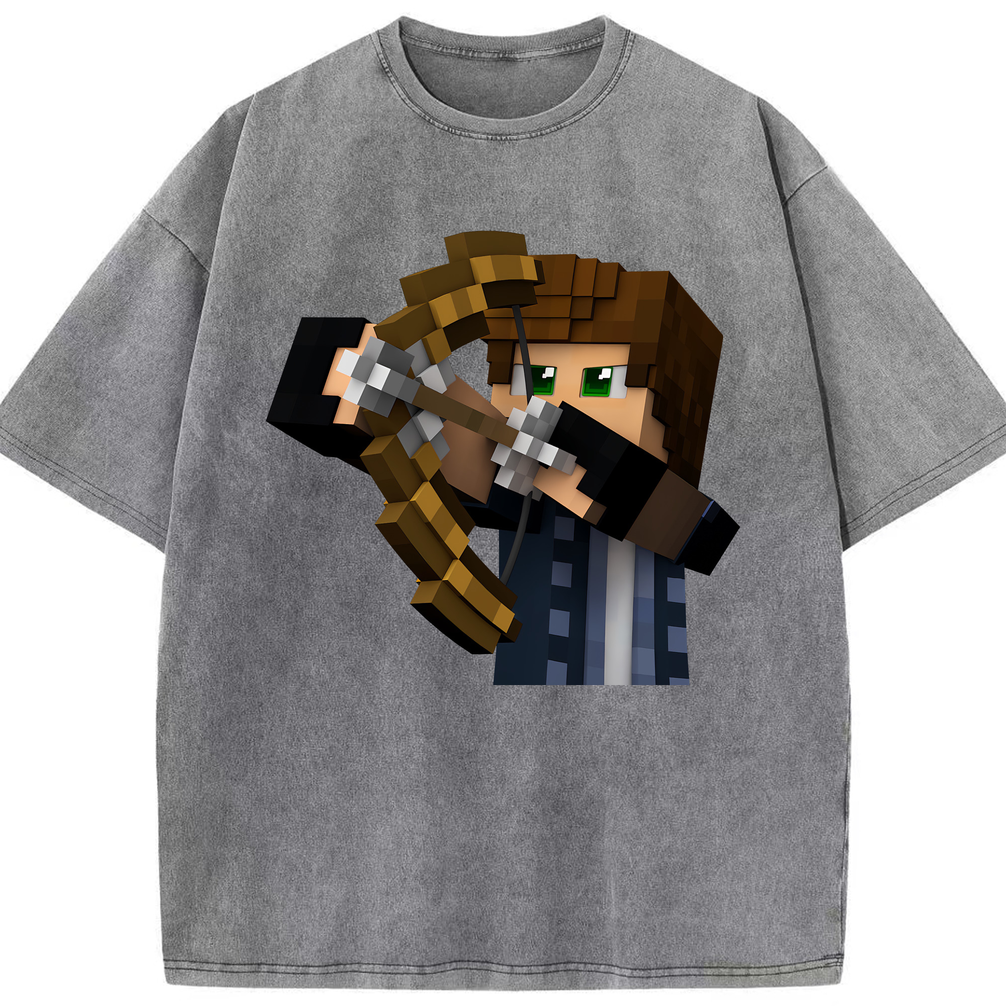 （画像用） マインクラフト ブロックの世界 Minecraft MC Block world 綿100% ヴィンテージ風 半袖Tシャツ（フロントプリント）