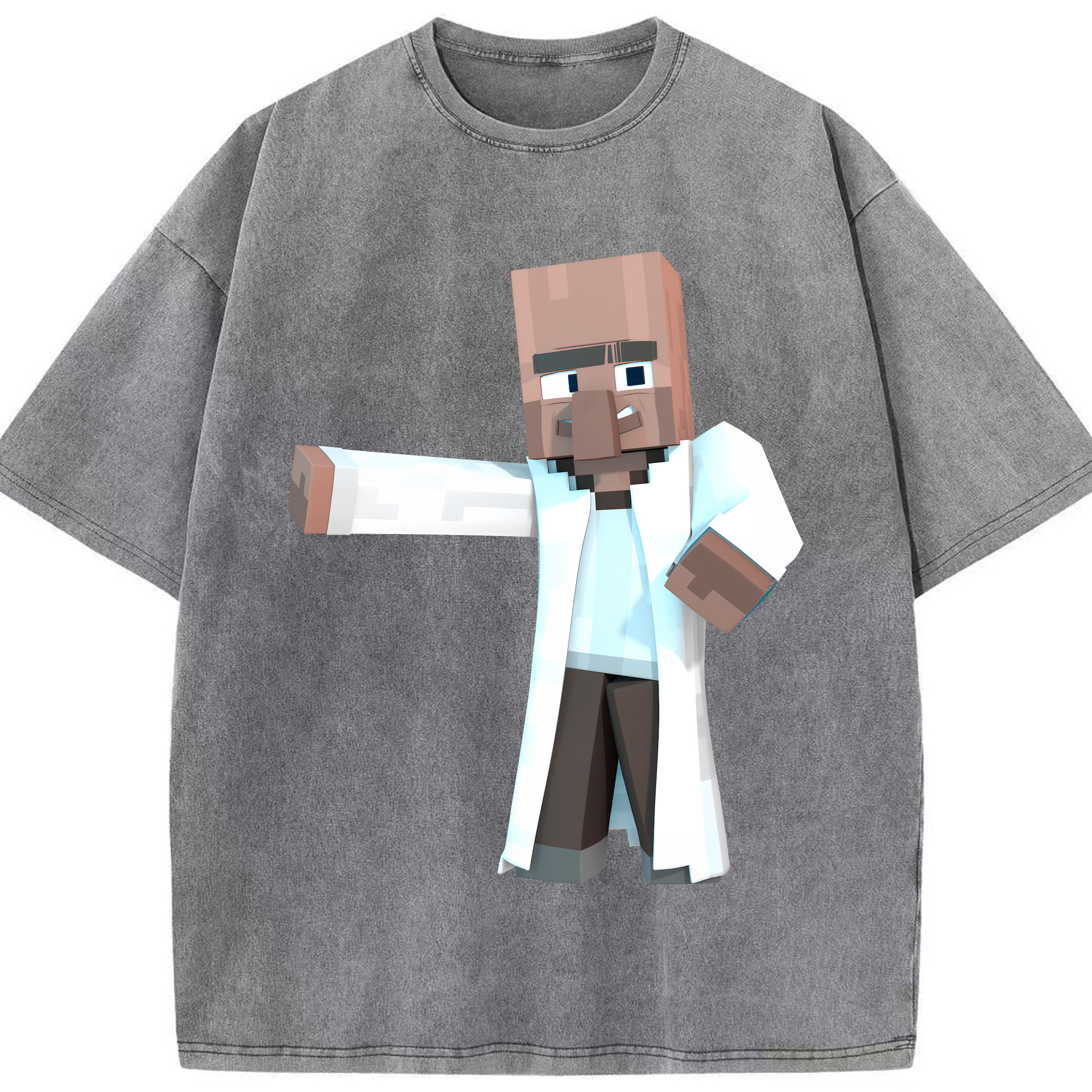 （画像用） マインクラフト ブロックの世界 Minecraft MC Block world 綿100% ヴィンテージ風 半袖Tシャツ（フロントプリント）