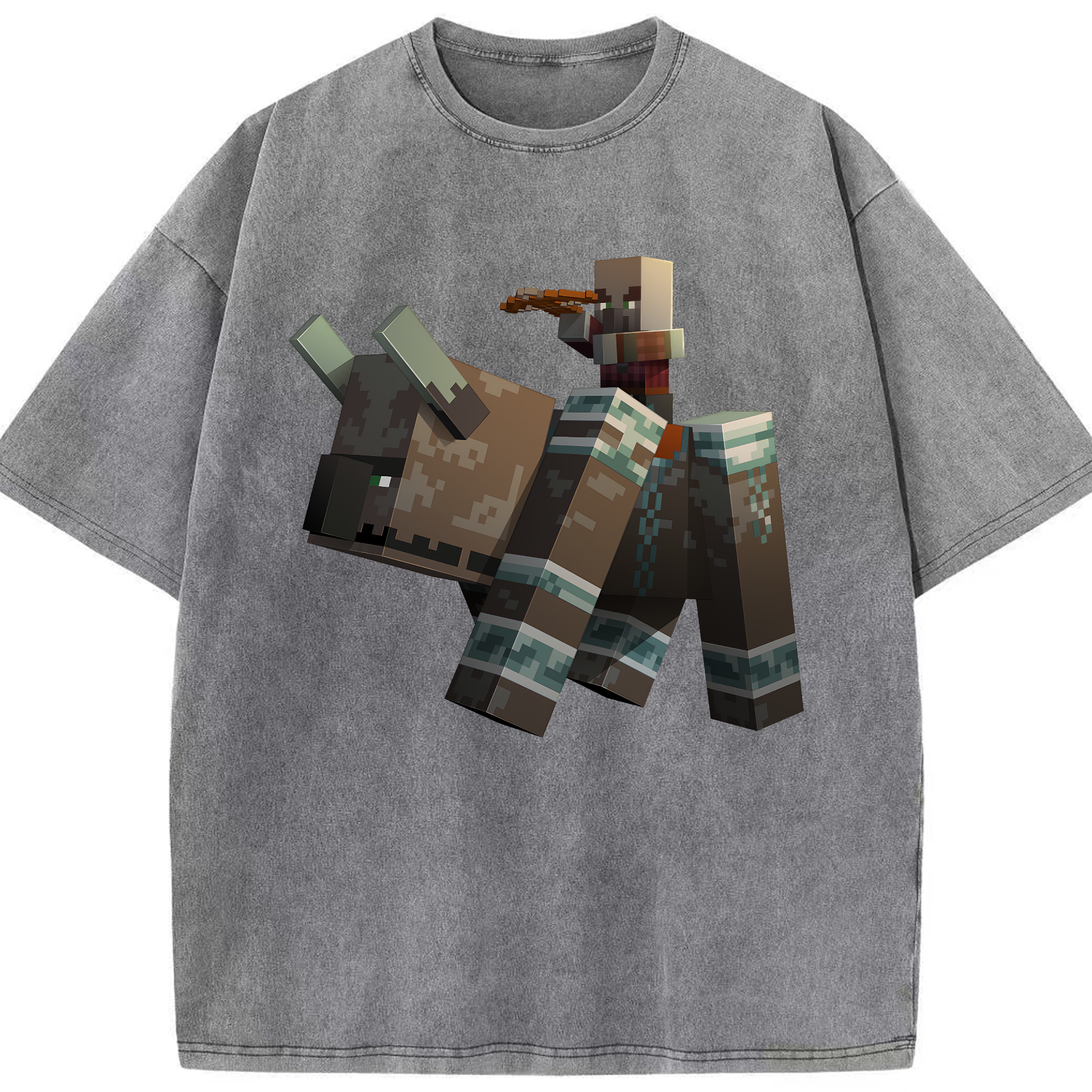 （画像用） マインクラフト ブロックの世界 Minecraft MC Block world 綿100% ヴィンテージ風 半袖Tシャツ（フロントプリント）