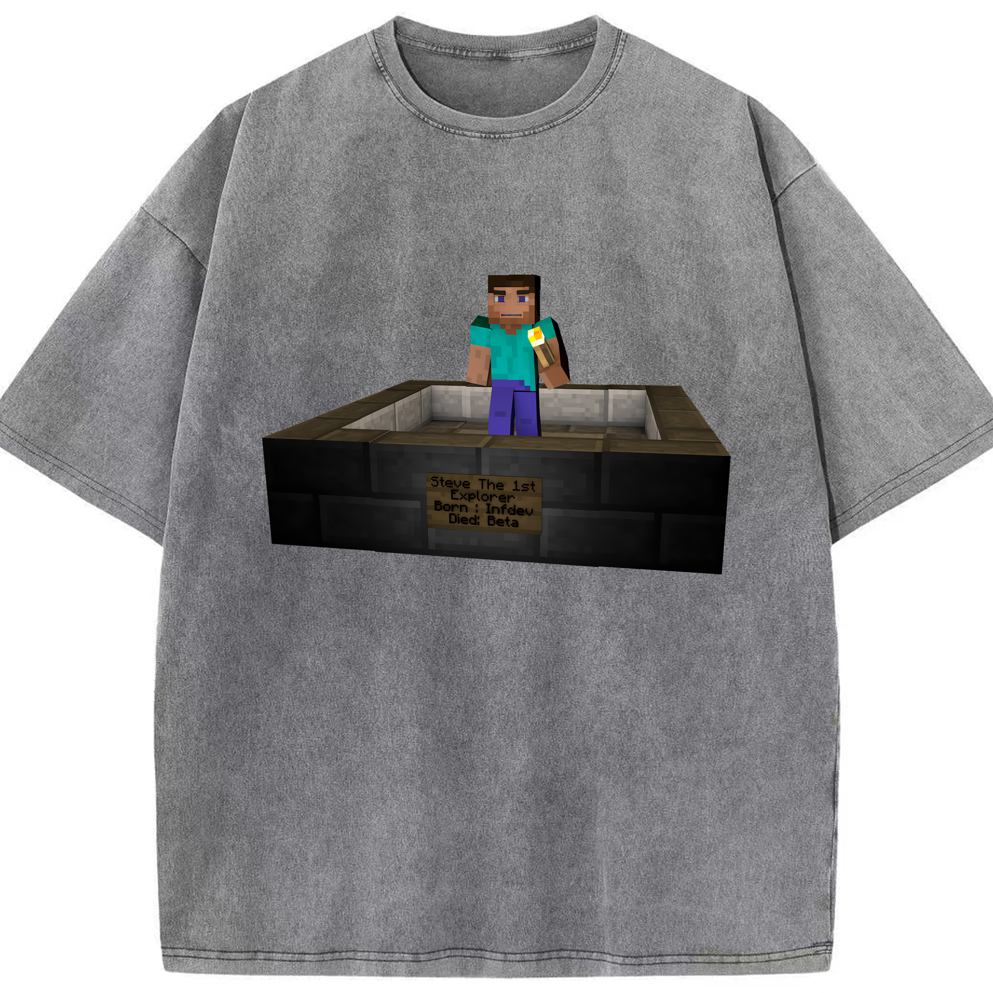 （画像用） マインクラフト ブロックの世界 Minecraft MC Block world 綿100% ヴィンテージ風 半袖Tシャツ（フロントプリント）